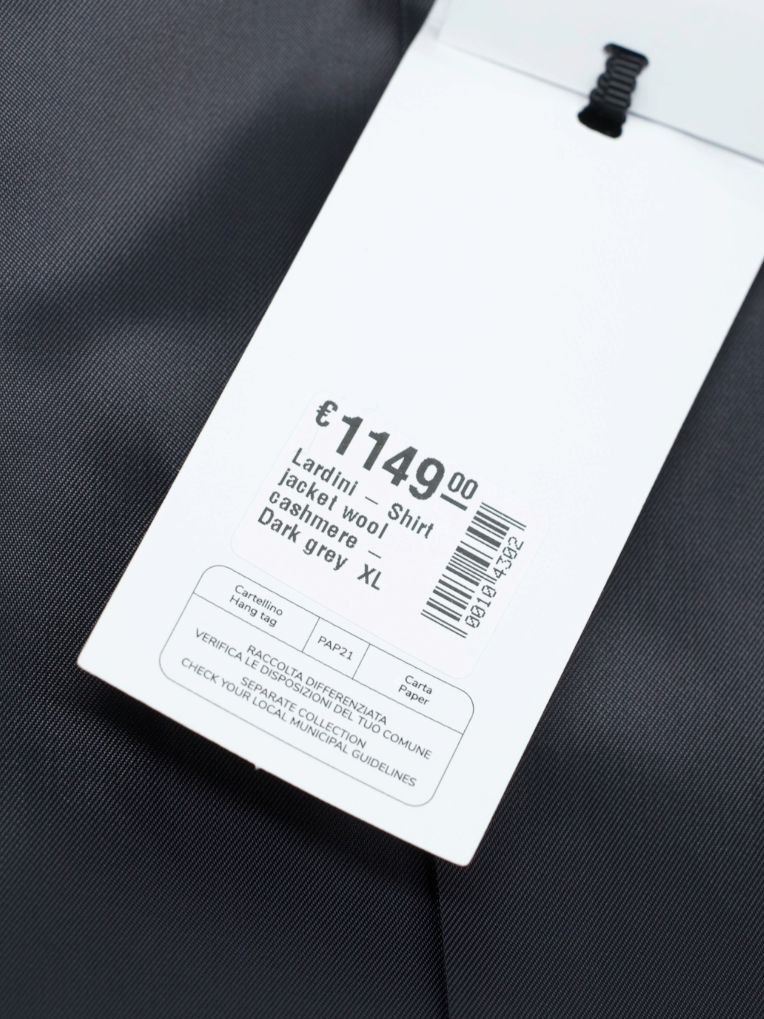 Lardini Dark Grey Wool & Cashmere Flannel Overshirt