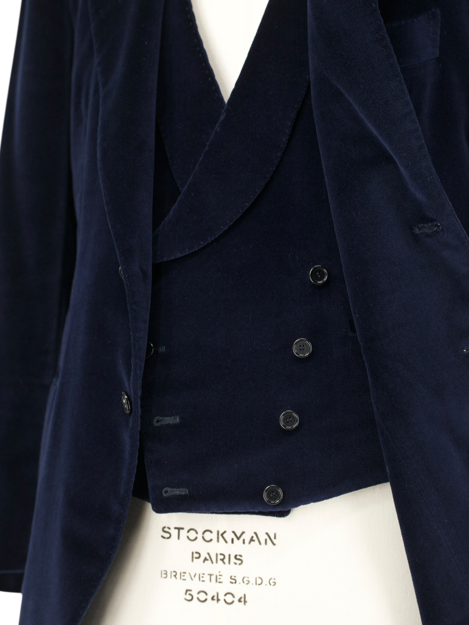 Cesare Attolini Dark Blue Cotton Velvet Smoking Jacket + Waistcoat