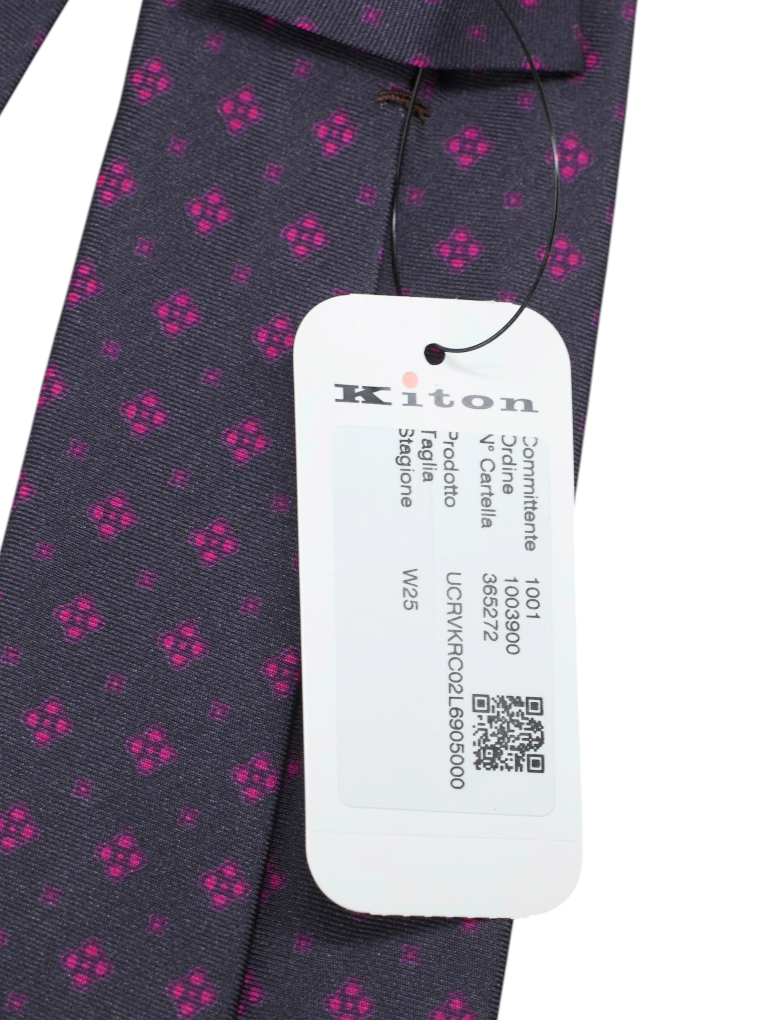 Kiton 5-Fold Warm Taupe & Pink Silk Geometric Tie