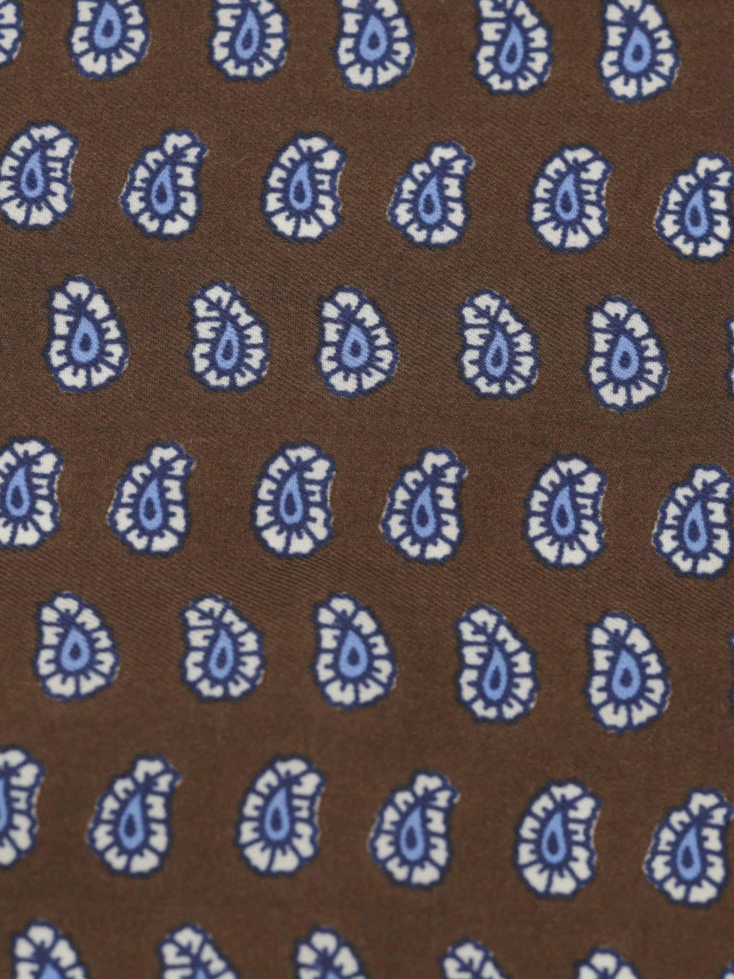 Cesare Attolini Brown & Blue Paisley Handrolled Pocket Square