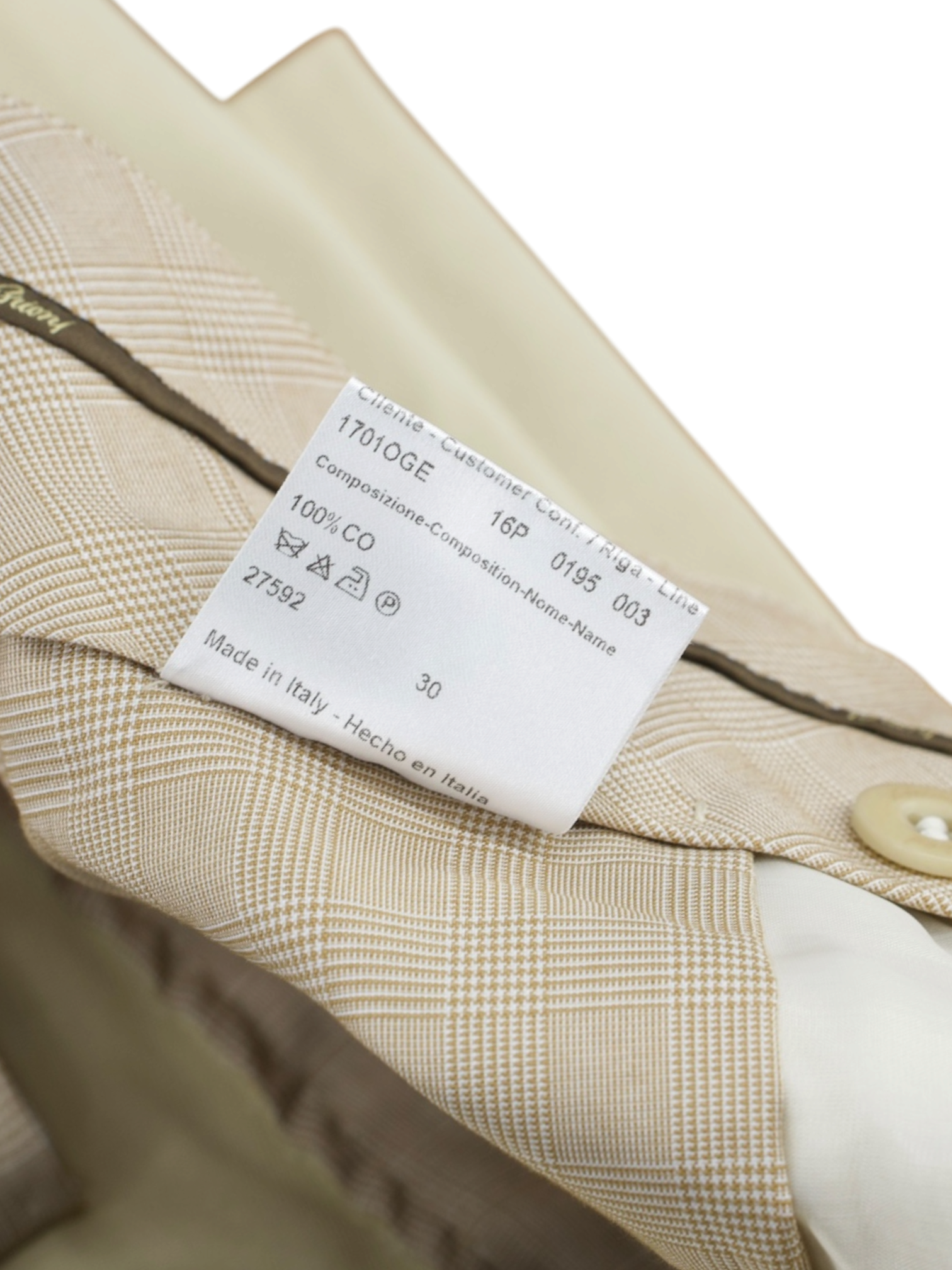 Brioni Ecru Pure Cotton Twill Portorico Trousers