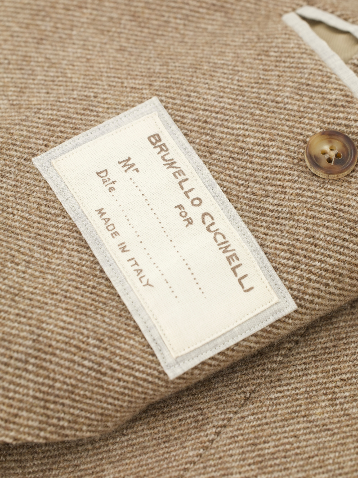 Brunello Cucinelli Light Brown Cashmere & Wool Twill Jacket