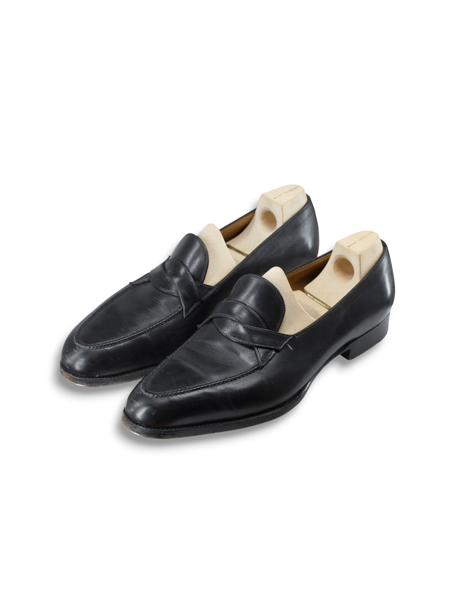 Saint Crispin's Black Calfleather Entwinded-Strap Loafer