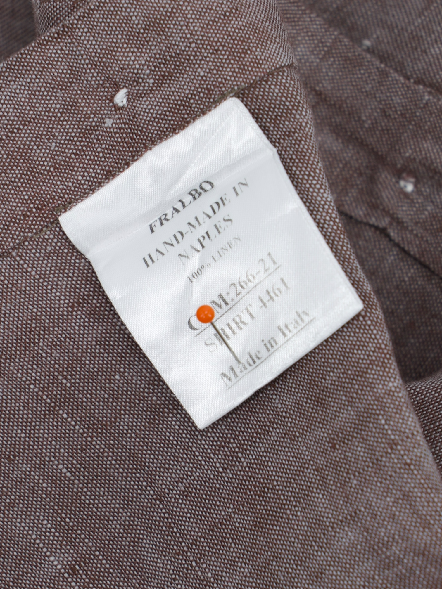 Fralbo Napoli Dusty Brown Pure Linen Button-Down Summer Shirt