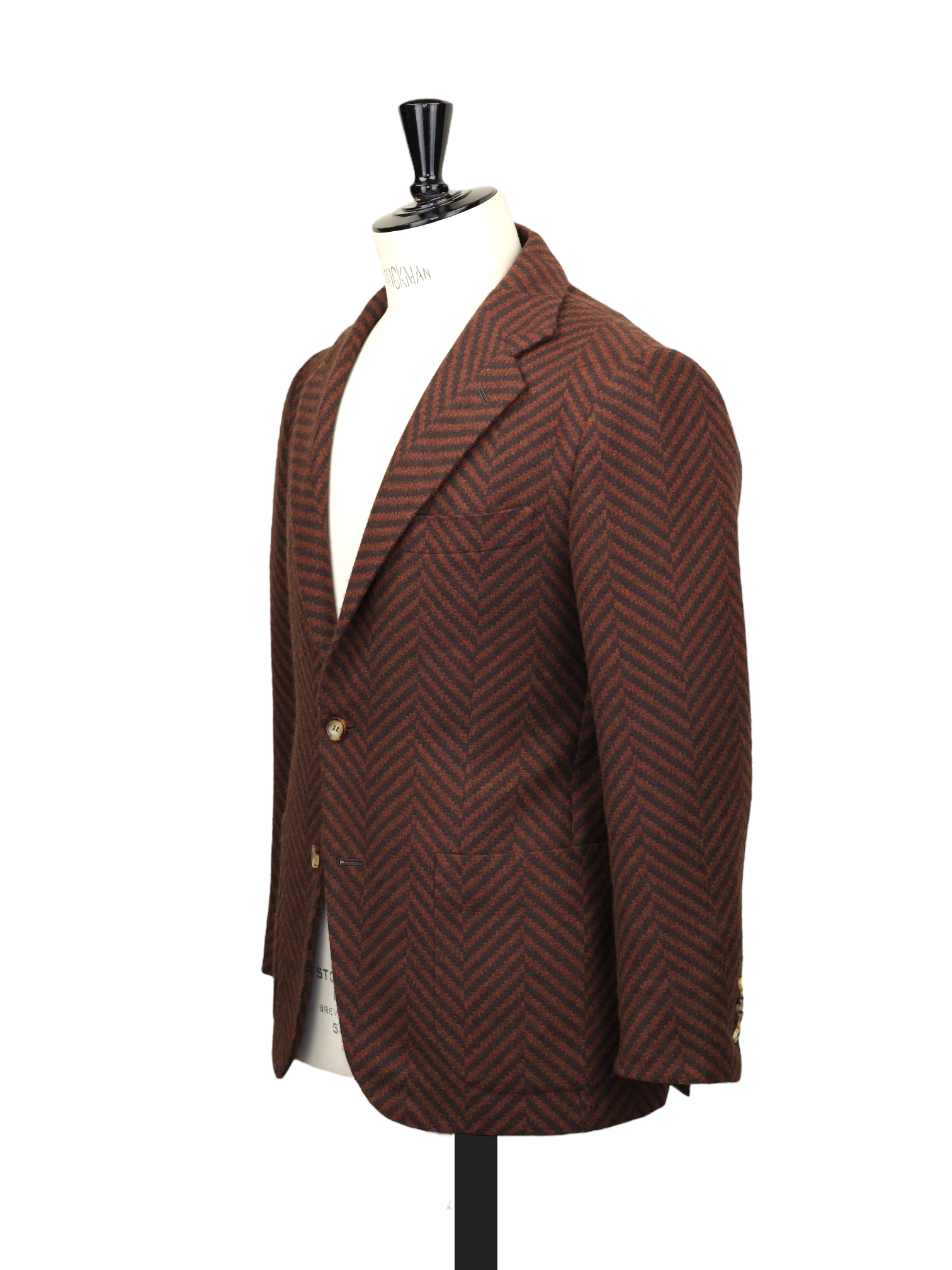 Kiton Castagne Brown Pure Cashmere Zig-Zag Jacket