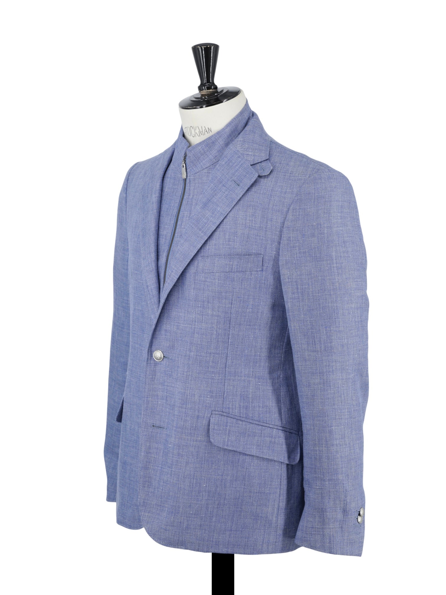 Corneliani ID Ice Blue Linen & Wool Melange Vespa Jacket