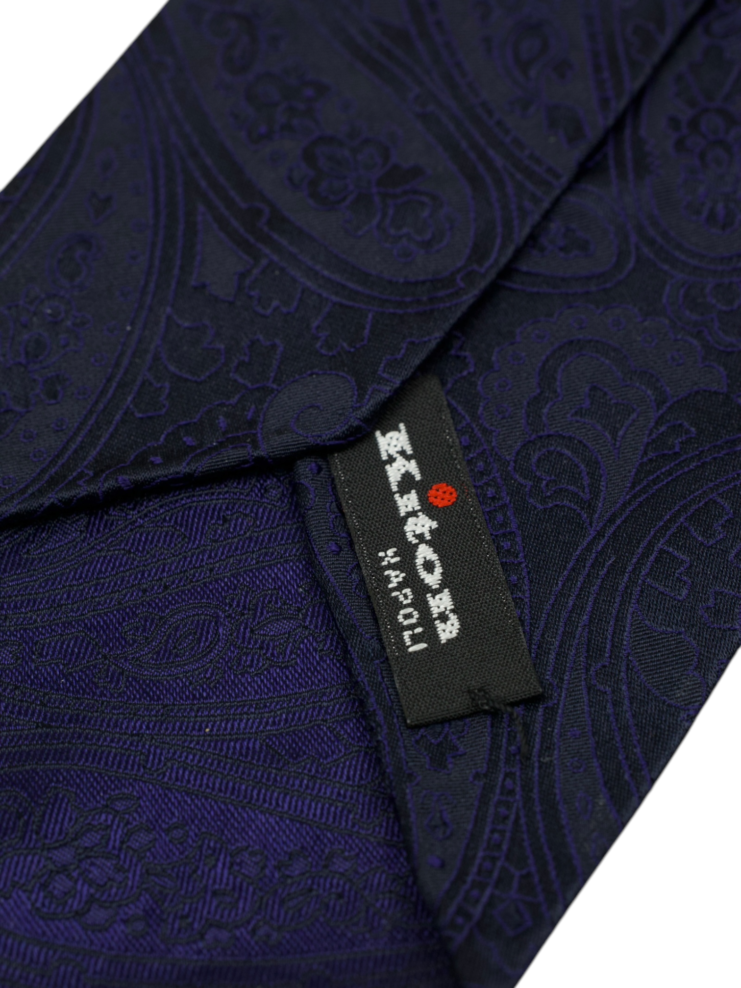 Kiton 5-Fold Navy Handrolled Silk Paisley Tie