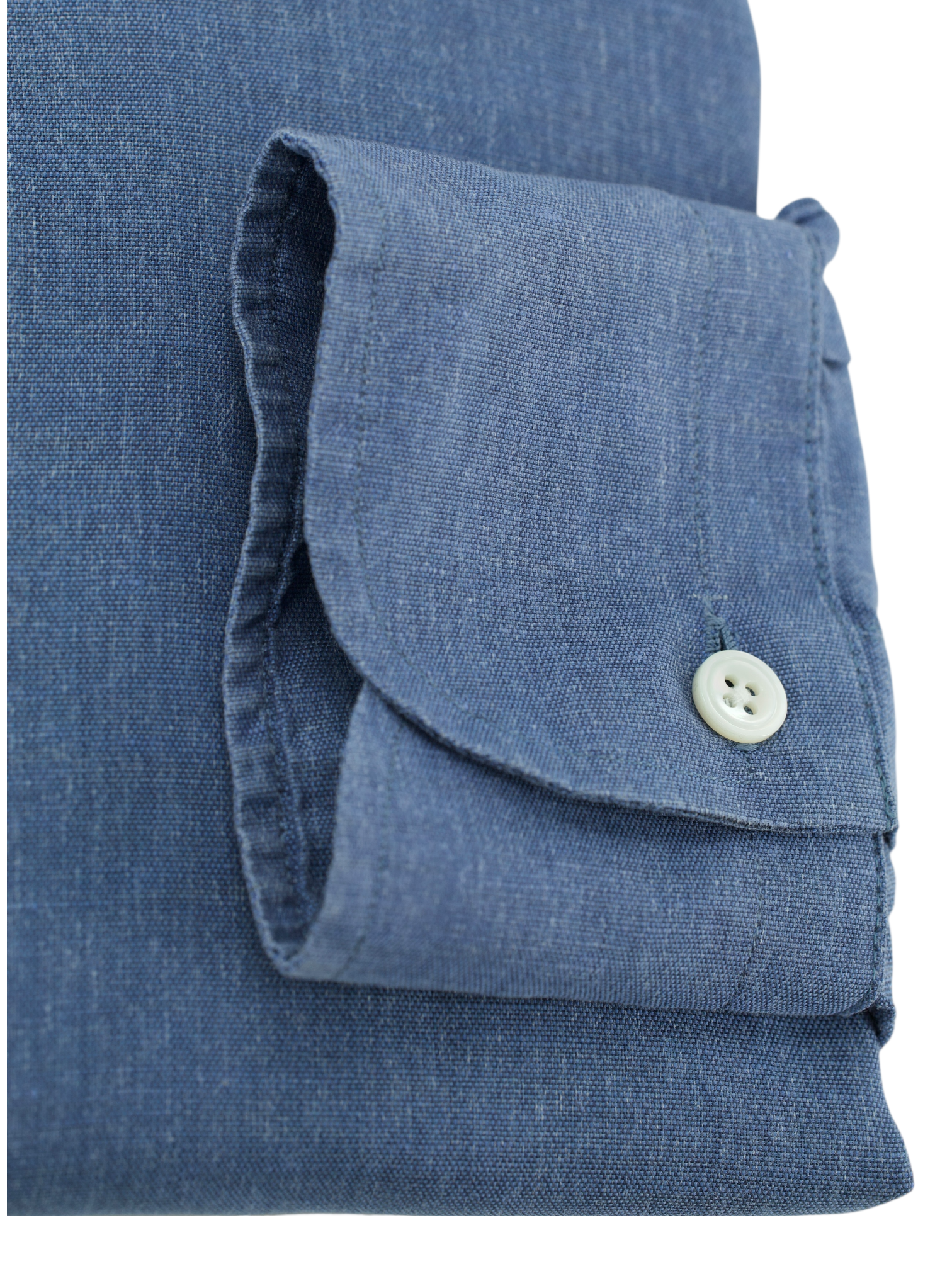 Finamore Chambray Blue Cotton & Linen Handmade Shirt