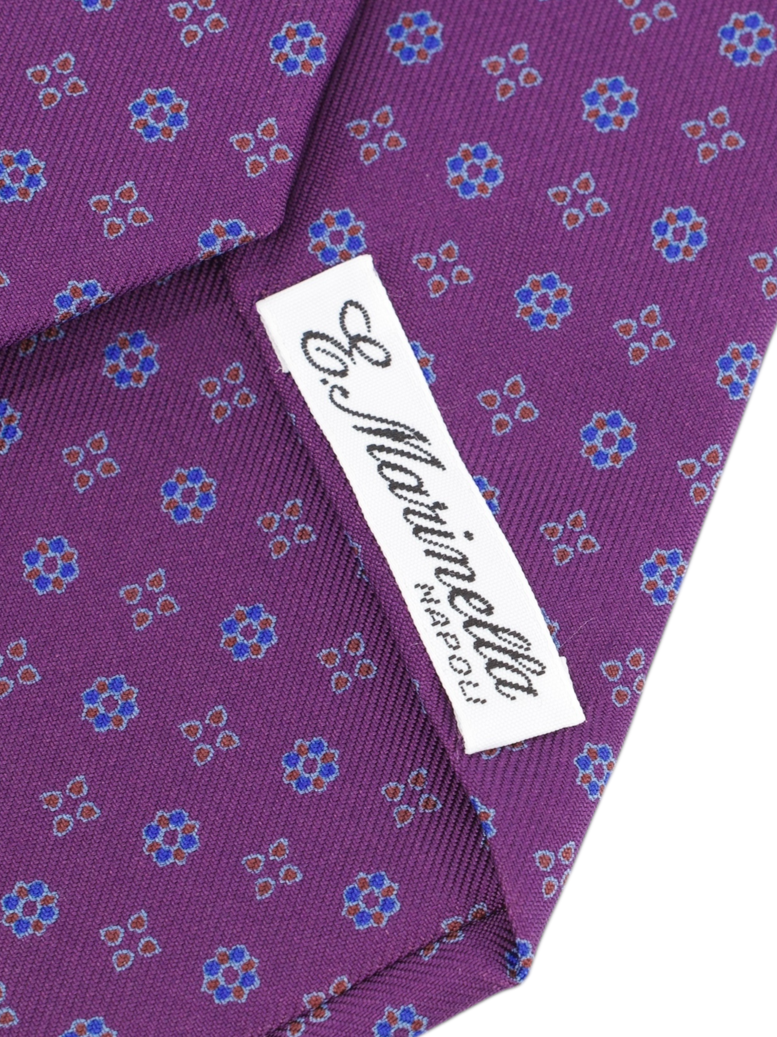 E.Marinella Purple & Red Silk Geometric Tie