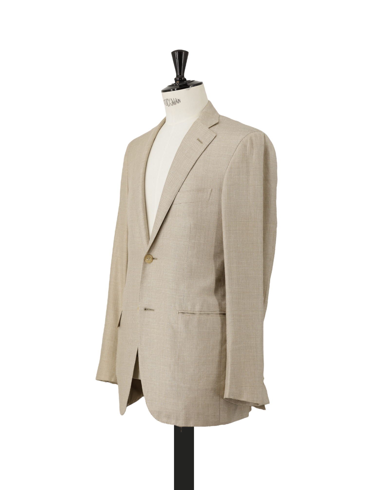 Caruso Beige Cashmere, Silk & Linen Prince or Wales Jacket