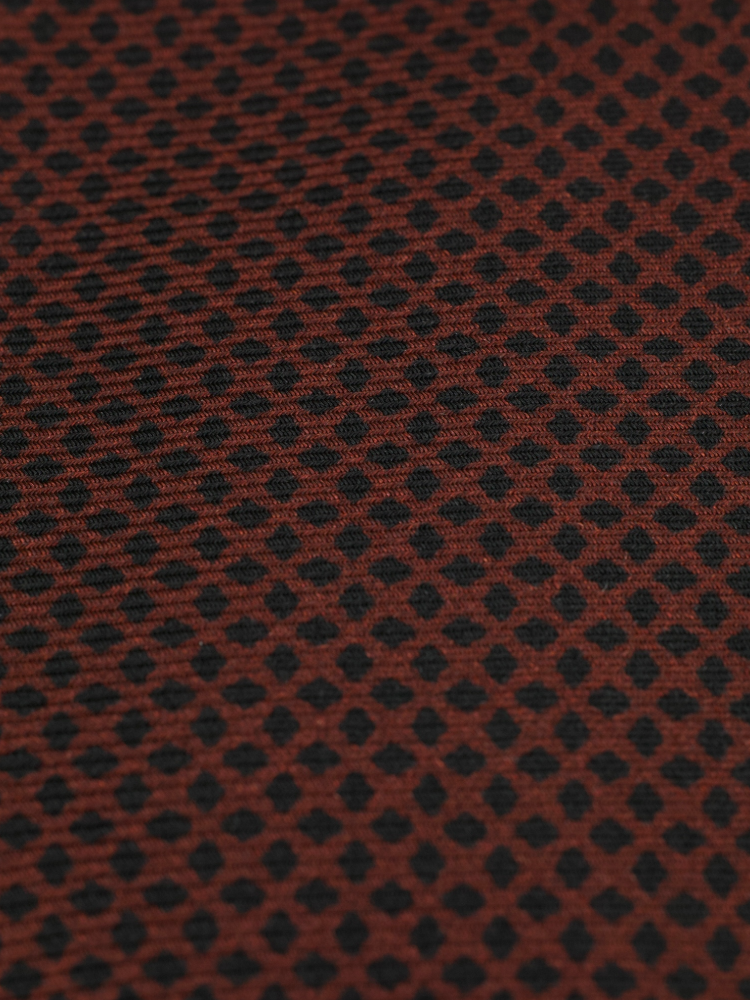Kiton 5-Fold Burgundy & Black Silk Geometric Pattern Tie