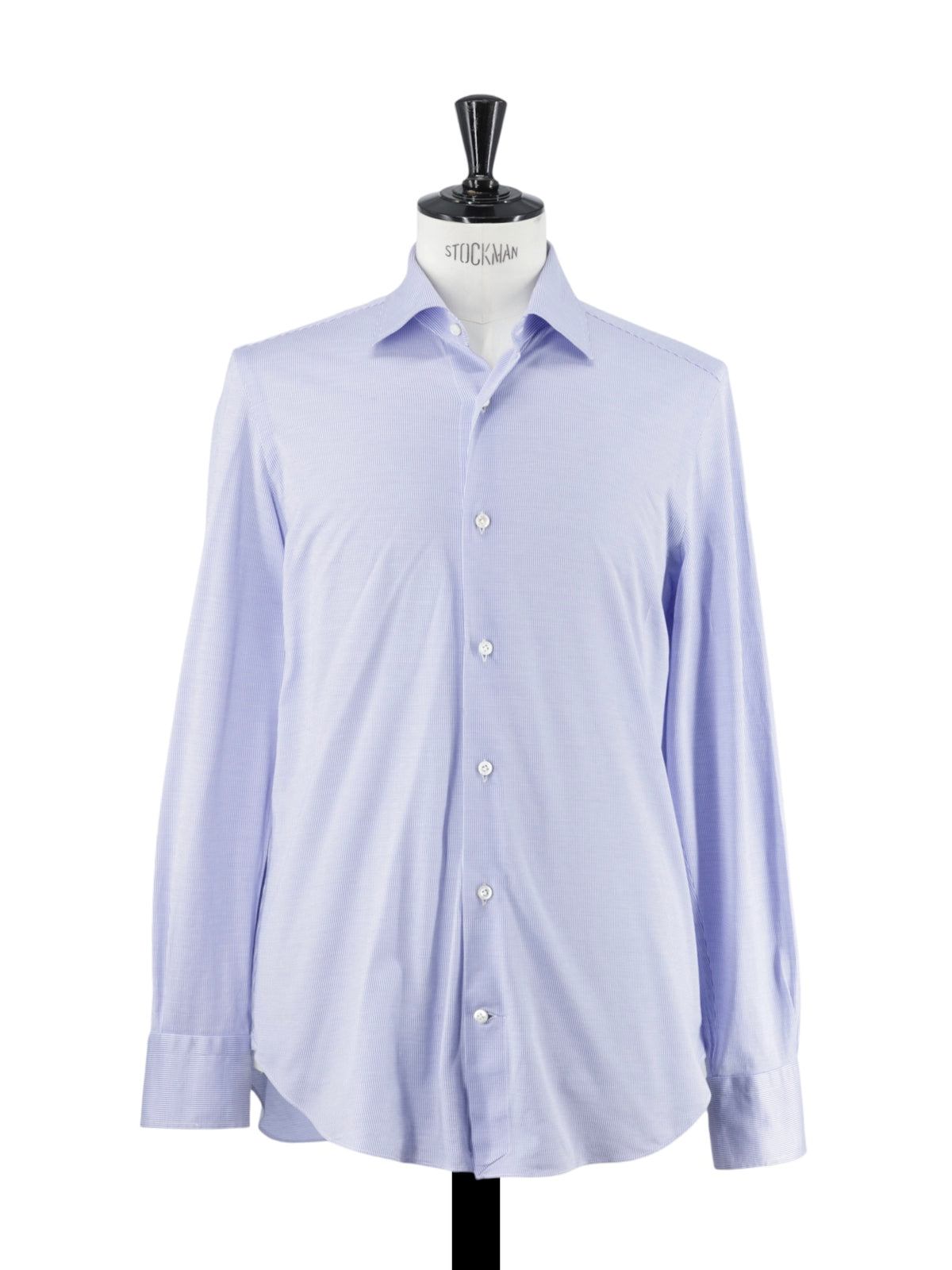 Cesare Attolini Light Blue & White Knitted-Cotton Shirt