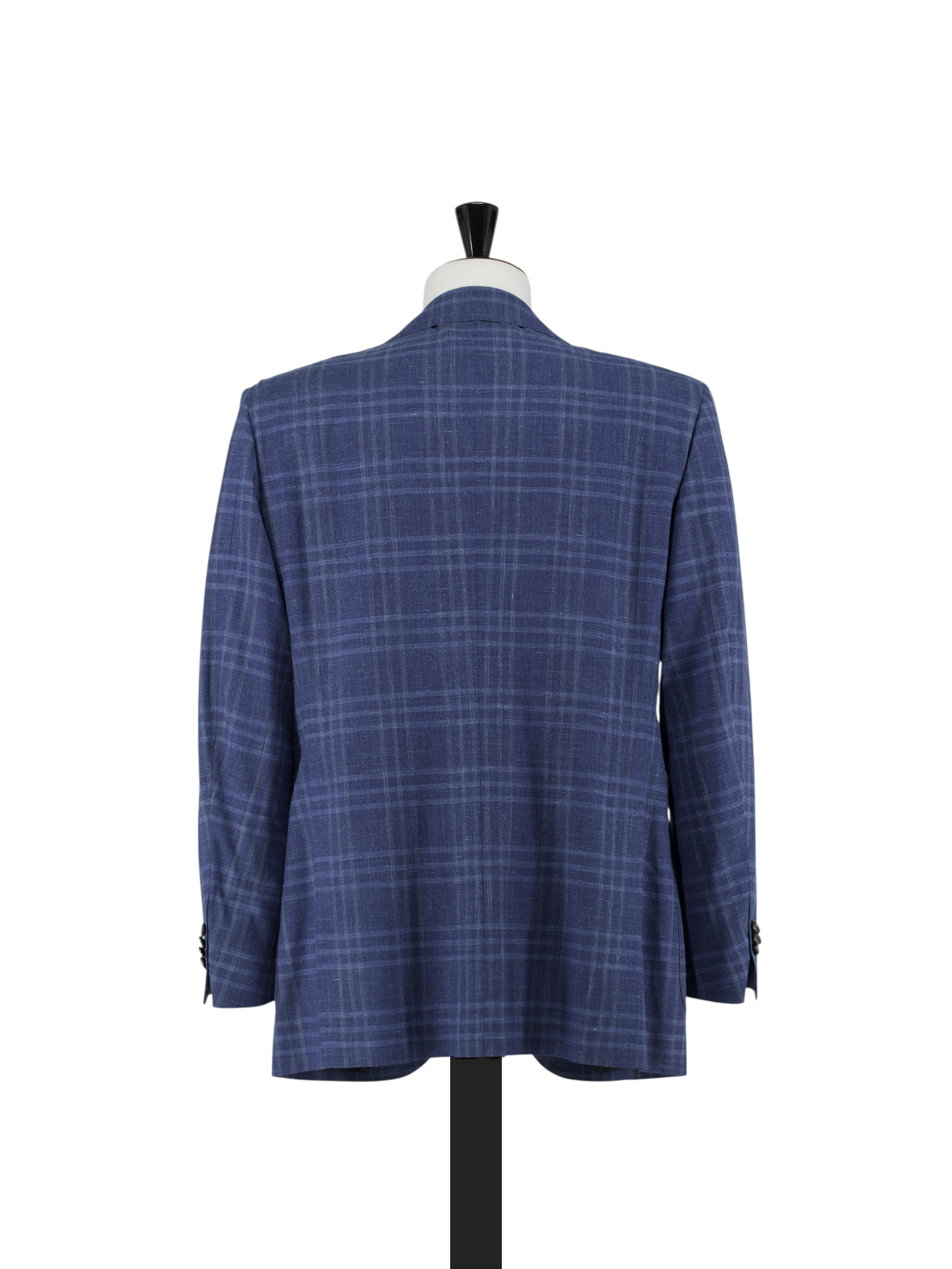 Cesare Attolini Blue Wool, Silk & Linen Overcheck Jacket