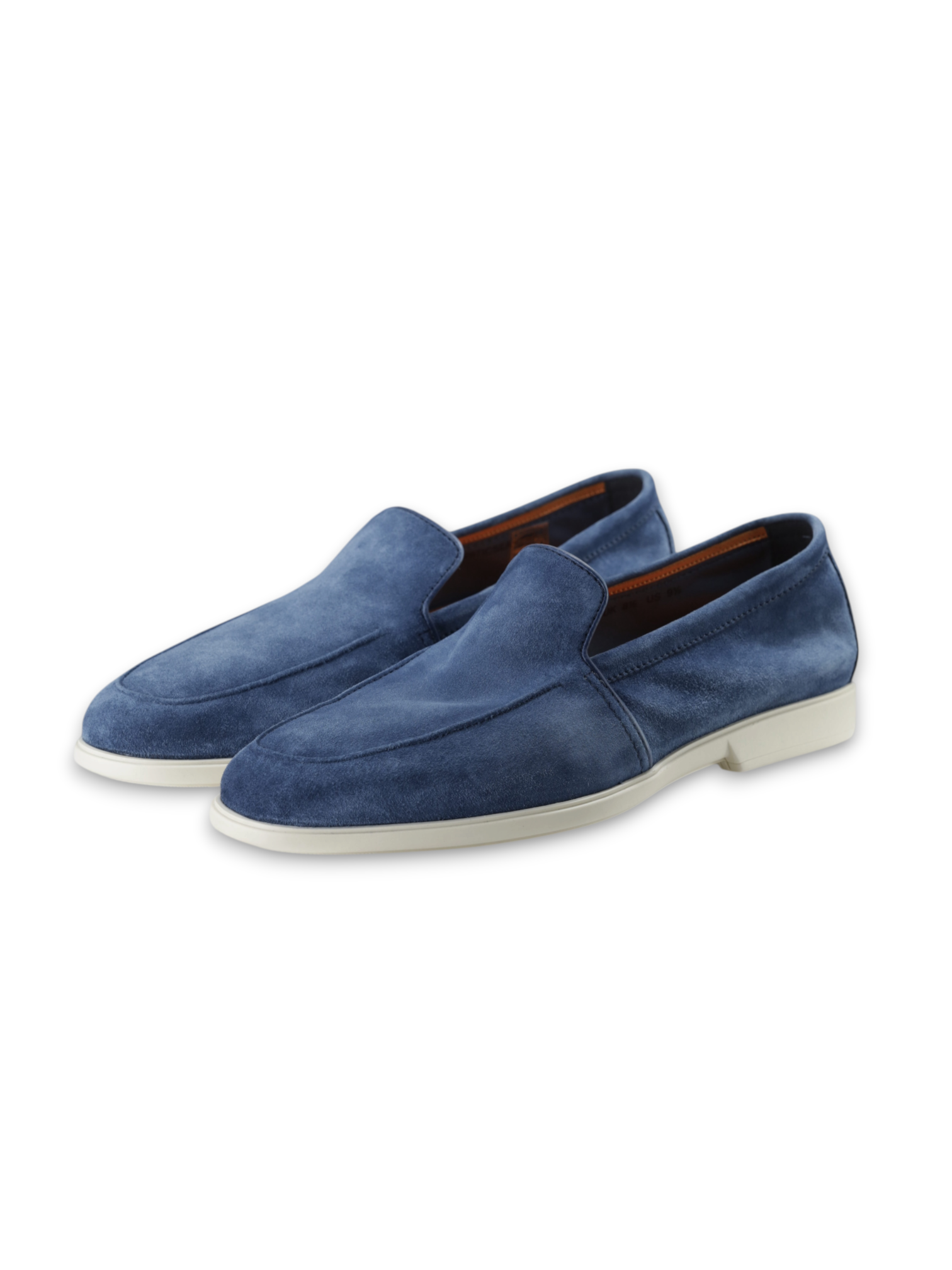 Santoni Light Blue Suede Malibu Loafer