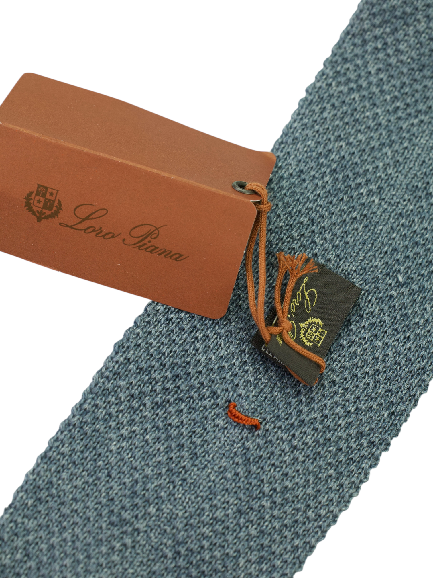 Loro Piana Steel Blue Cashmere & Silk Knitted Tie