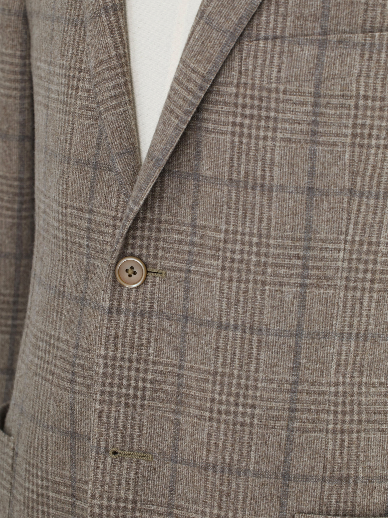 Corneliani Light Brown & Blue Wool-Cashmere Checkered Jacket