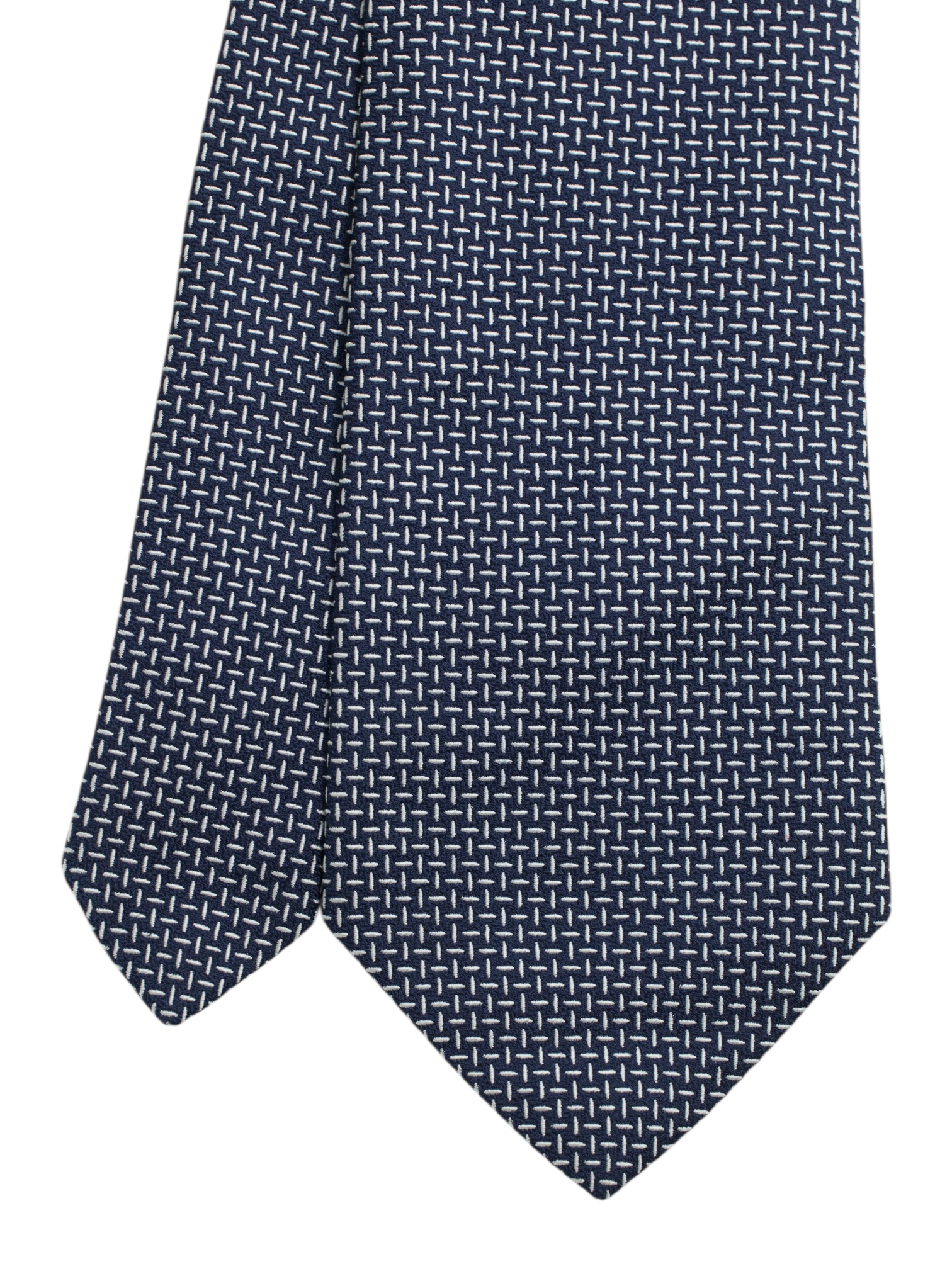 Drake's Navy Silk Broken Basketweave Pattern Tie