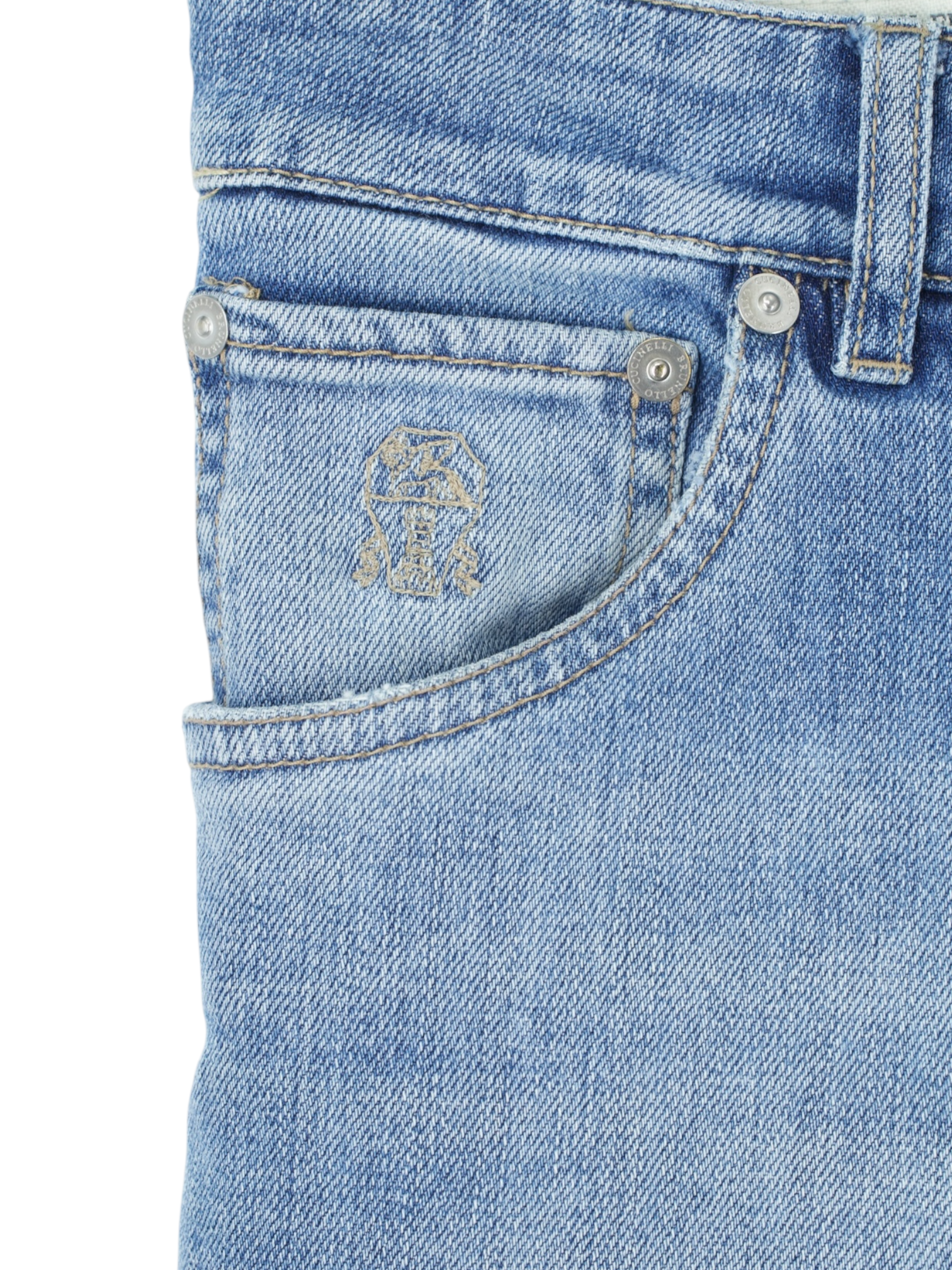 Brunello Cucinelli Light Blue Cotton-Stretch Skinny-Fit Jeans