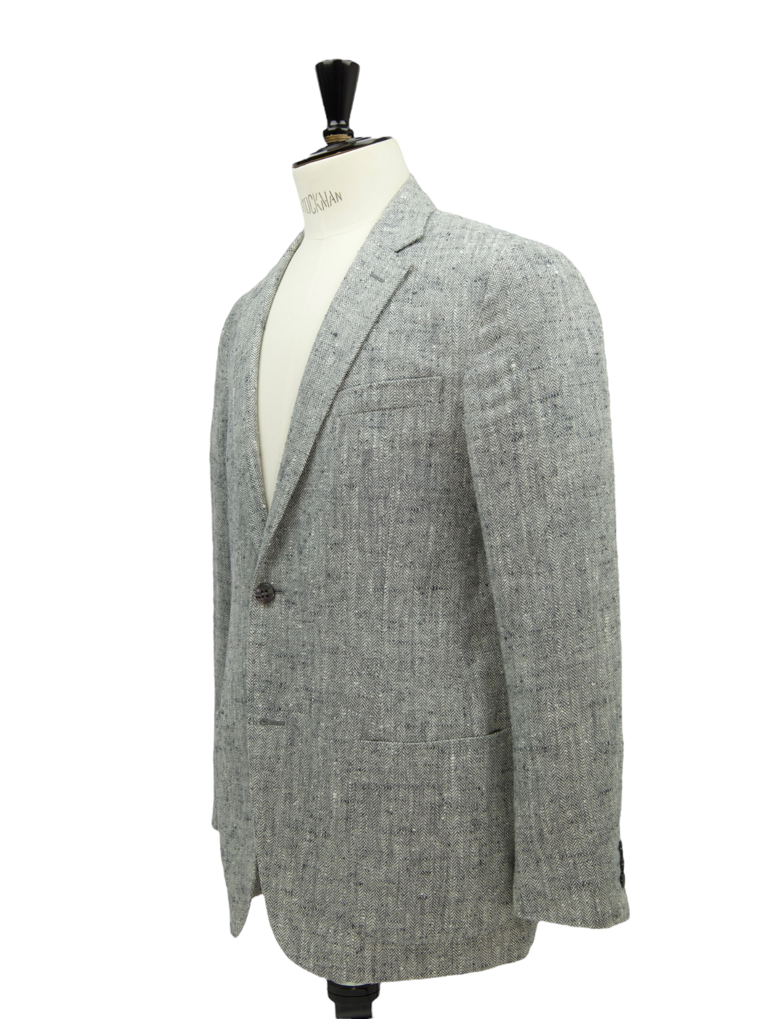 Brioni Light Grey Silk & Linen Donegal Tweed Herringbone Jacket