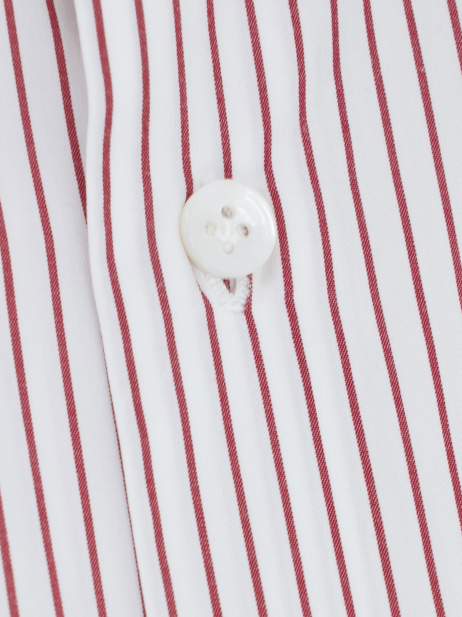 Fralbo White & Red Cotton Pinstripe Neapolitan Shirt