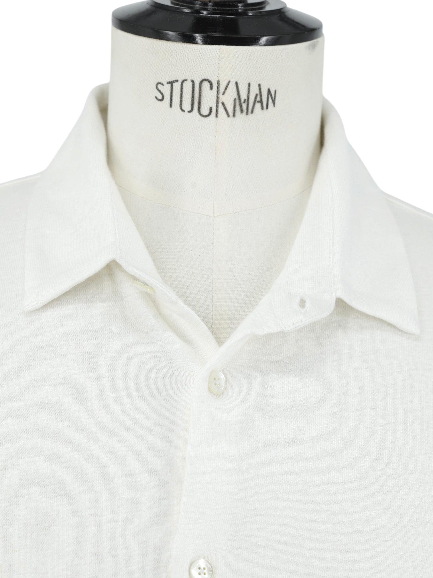 Stefan Brandt Offwhite Linen-Stretch Button-Up Polo
