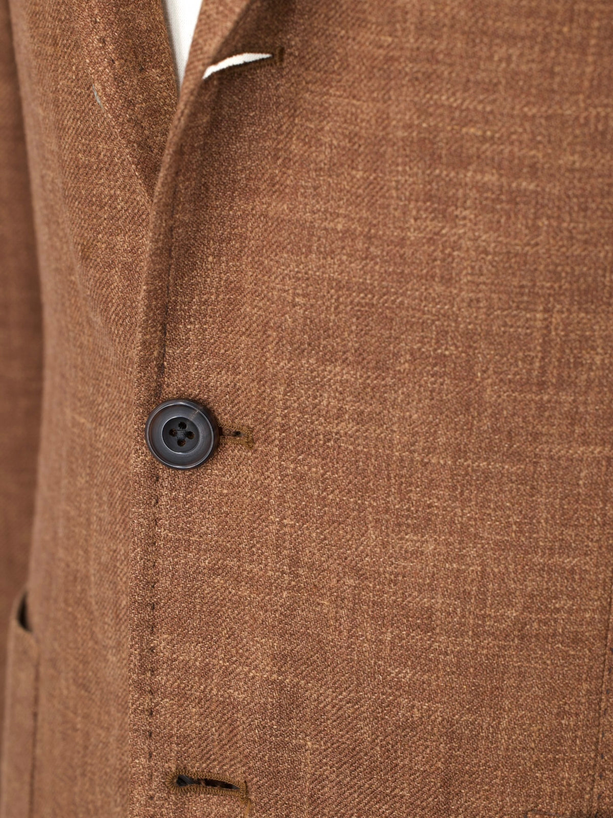 Rubinacci Tobacco Brown Silk, Linen & Wool Unconstructed Jacket