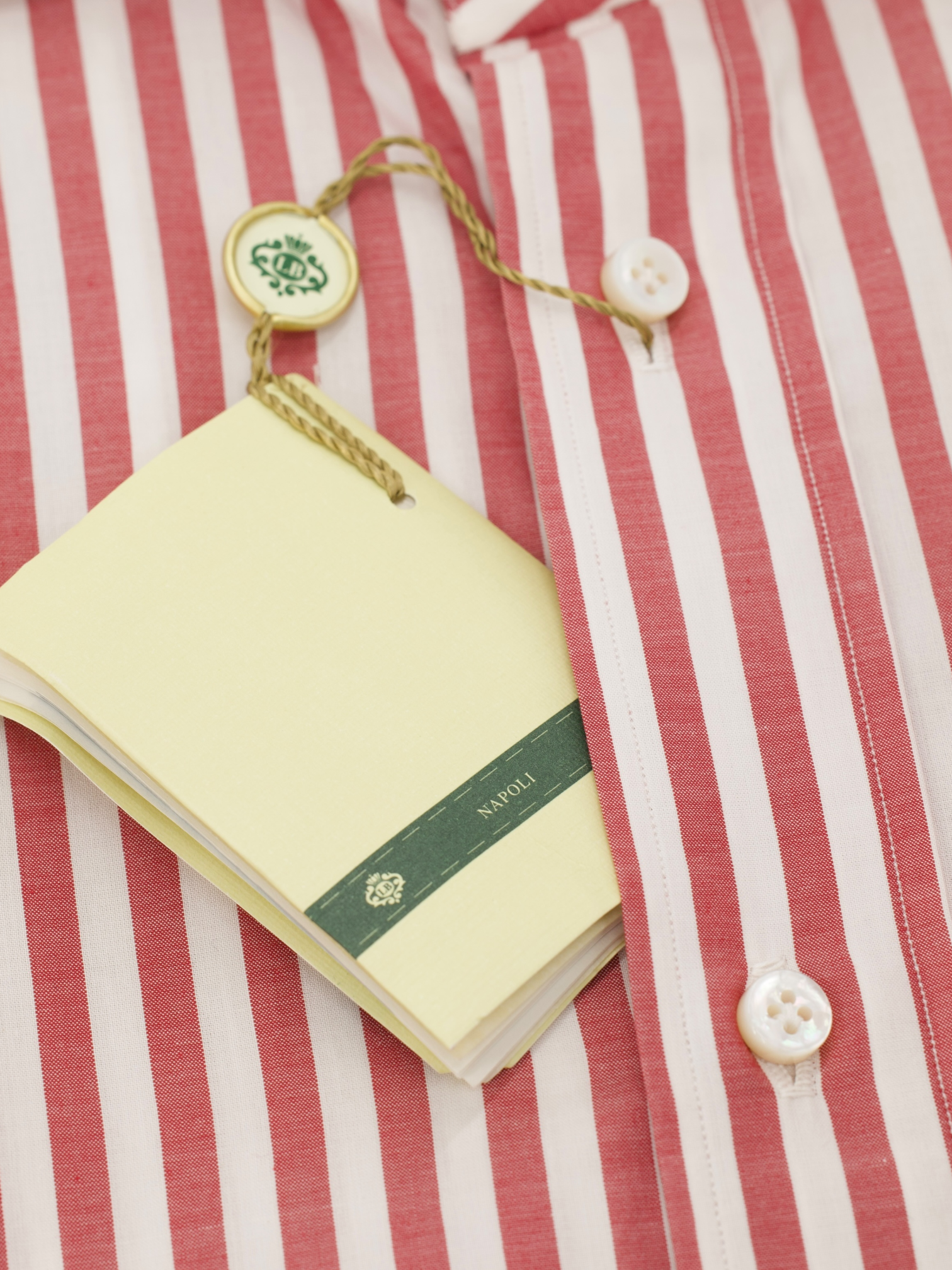 Luigi Borrelli Red & White Cotton Bengal Stripe French Cuff Shirt