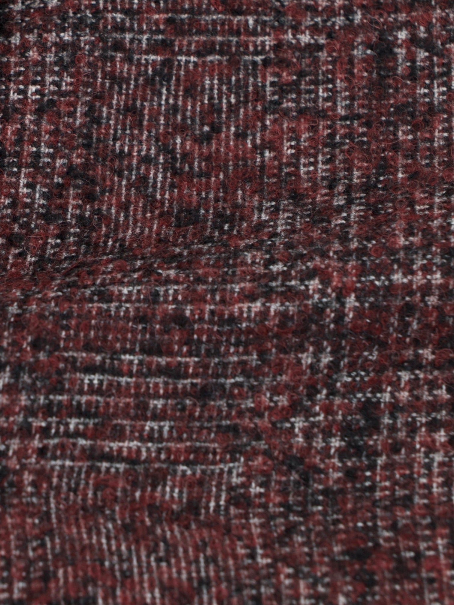 Brunello Cucinelli Burgundy Alpaca, Wool & Stretch Bouclé Checkered Jacket