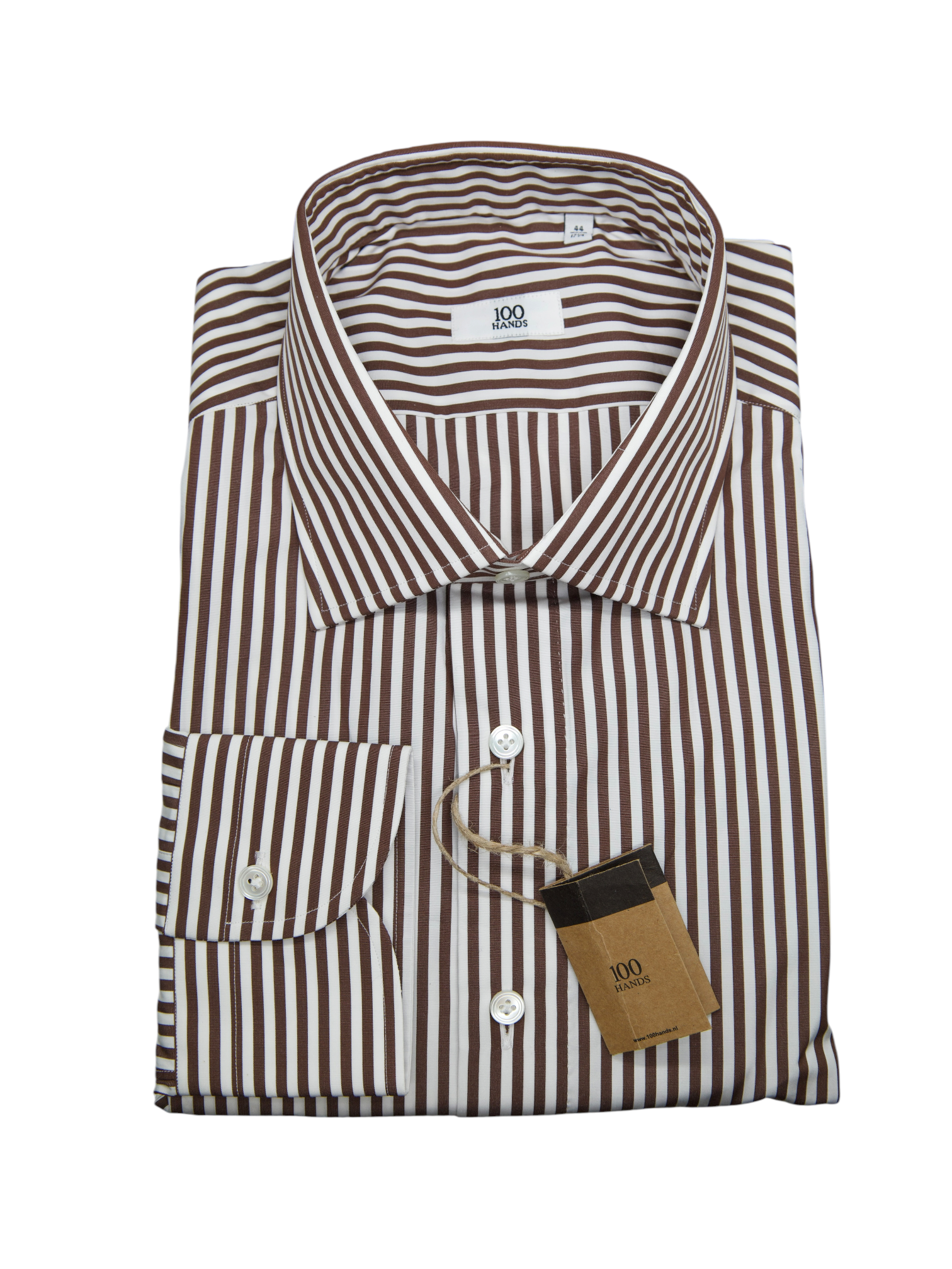 100 Hands White & Castagne Brown Bengal-Stripe Shirt