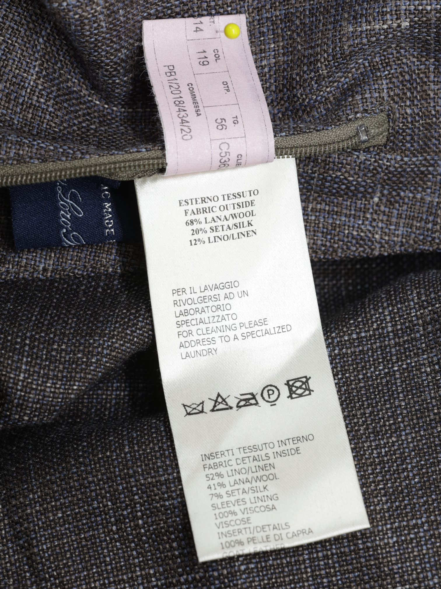 Mandelli Light Brown & Ice Blue Wool, Silk & Linen Melange Summer Bomberjacket