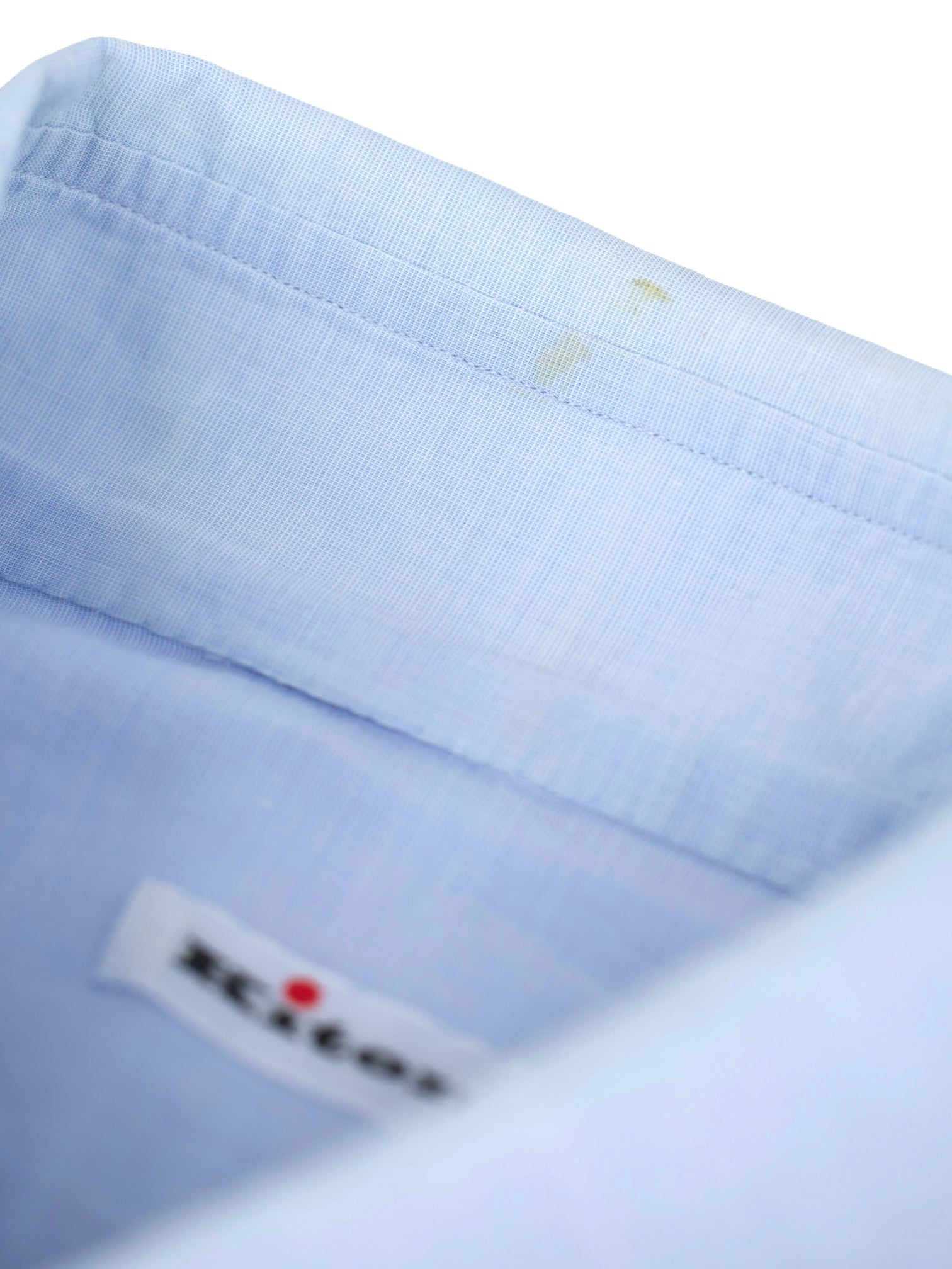 Kiton Ice-Blue Cotton Plain Summer Shirt