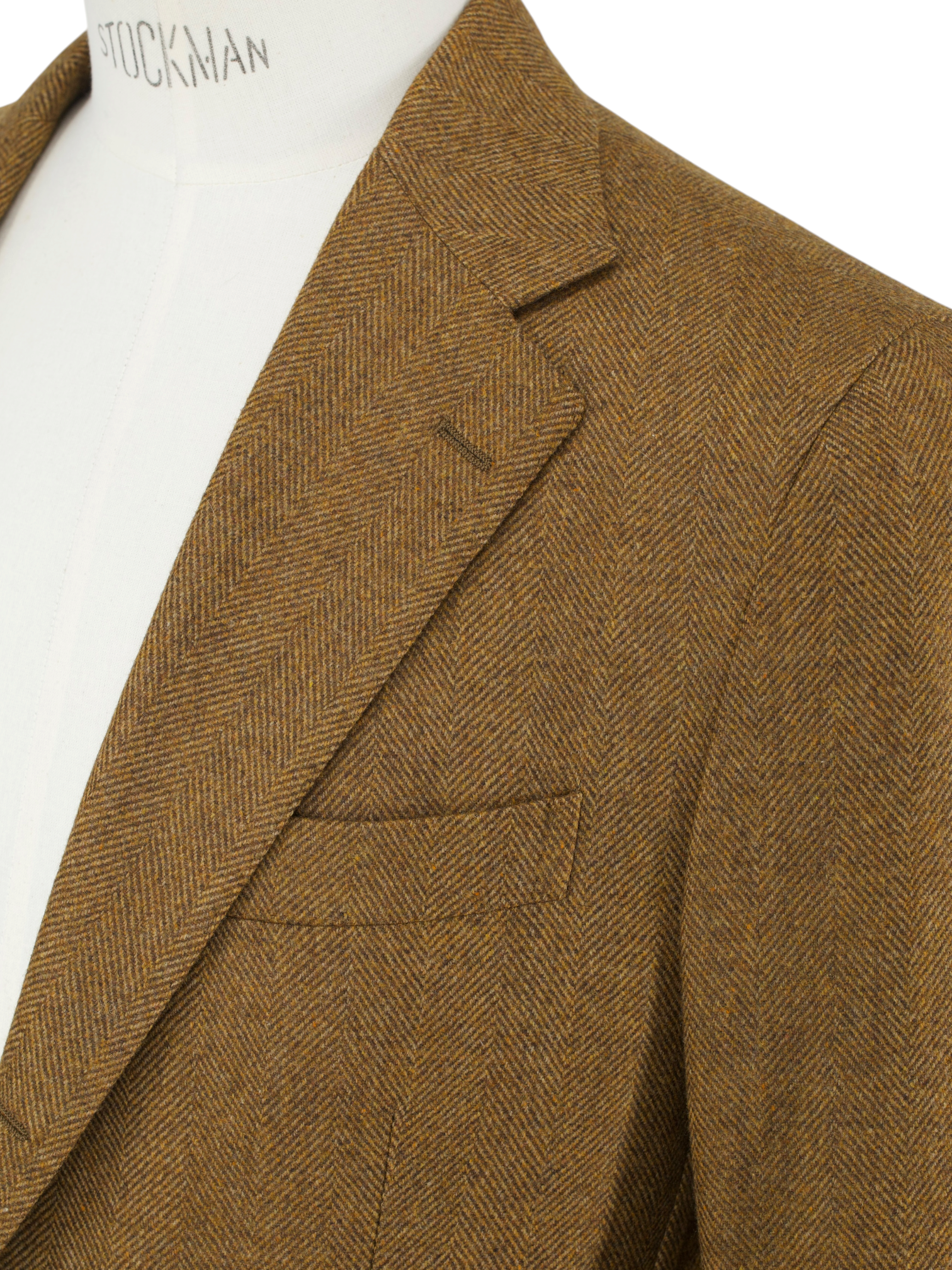 De Petrillo Caramel Brown Pure Wool Herringbone Jacket