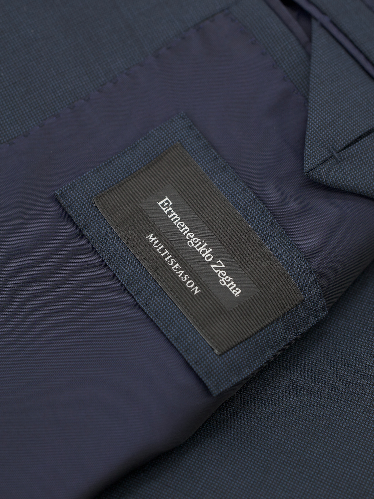 Ermenegildo Zegna Dark Blue Multiseason Wool Pinpoint Milano Suit