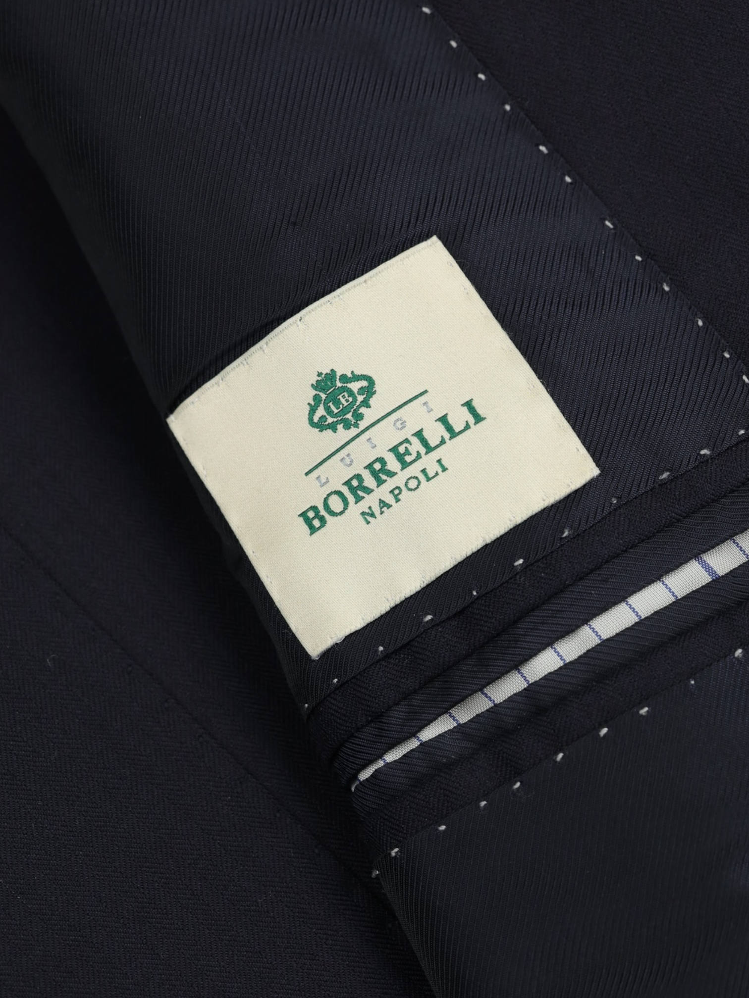 Luigi Borrelli Navy Extrafine-Wool Micro-Herringbone Suit