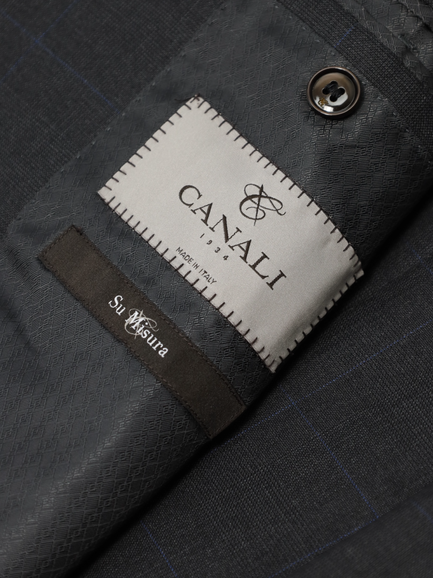 Canali Grey Super 160's Windowpane Suit + Extra Trousers