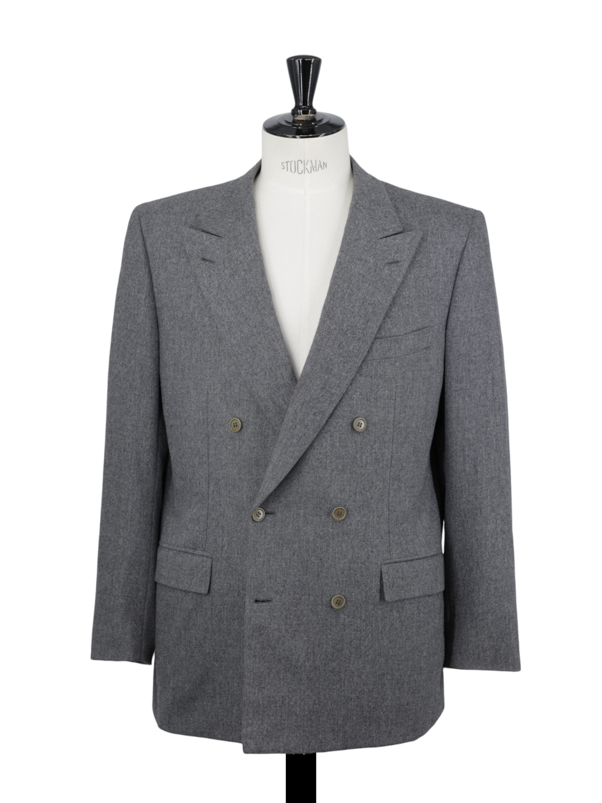 Brioni Grey Vintage Double-Breasted Wool-Flannel Roman-Style Jacket