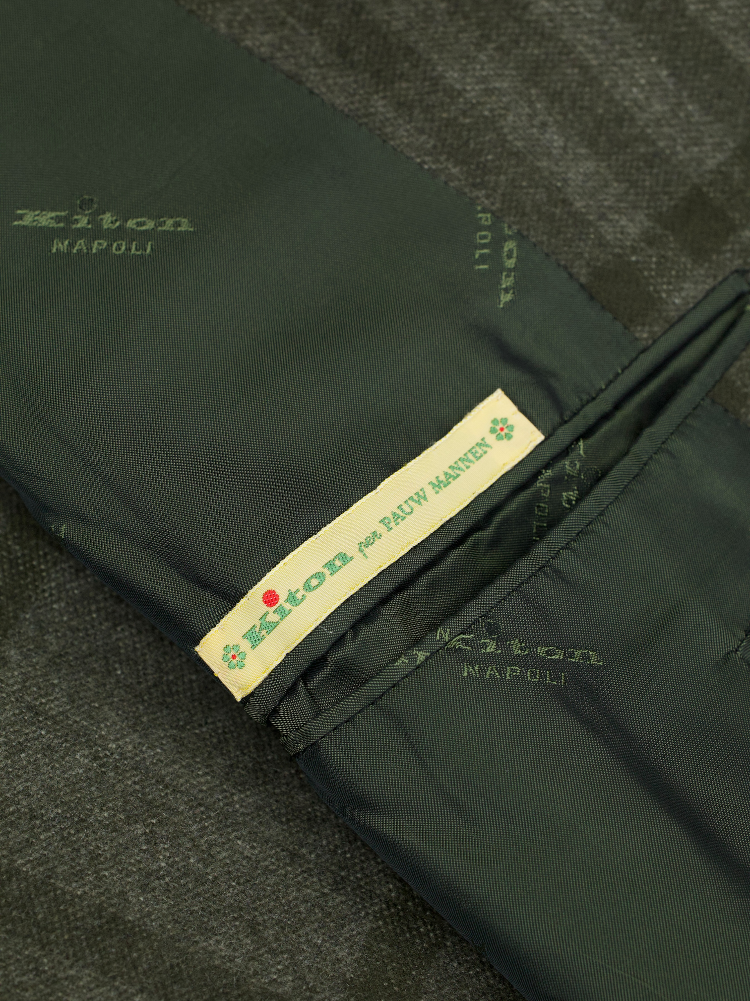 Kiton Olive Green Pure Cashmere Tartan-Check Jacket