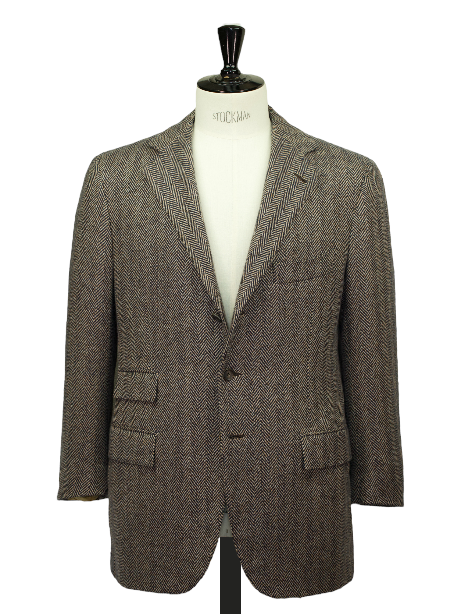 Cesare Attolini Brown & Navy Pure-Cashmere Herringbone Jacket