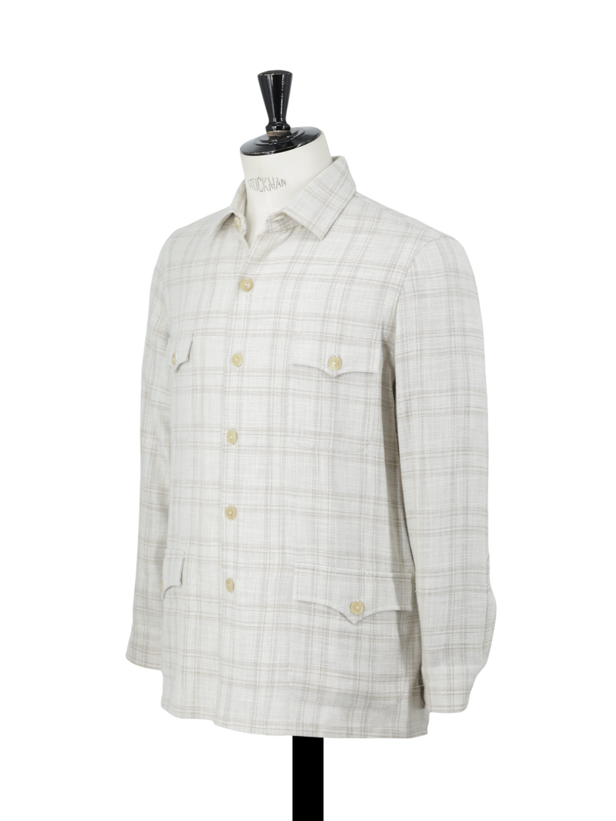 Cesare Attolini Beige Wool, Cotton, Silk & Linen Checkered Sartorial Overshirt