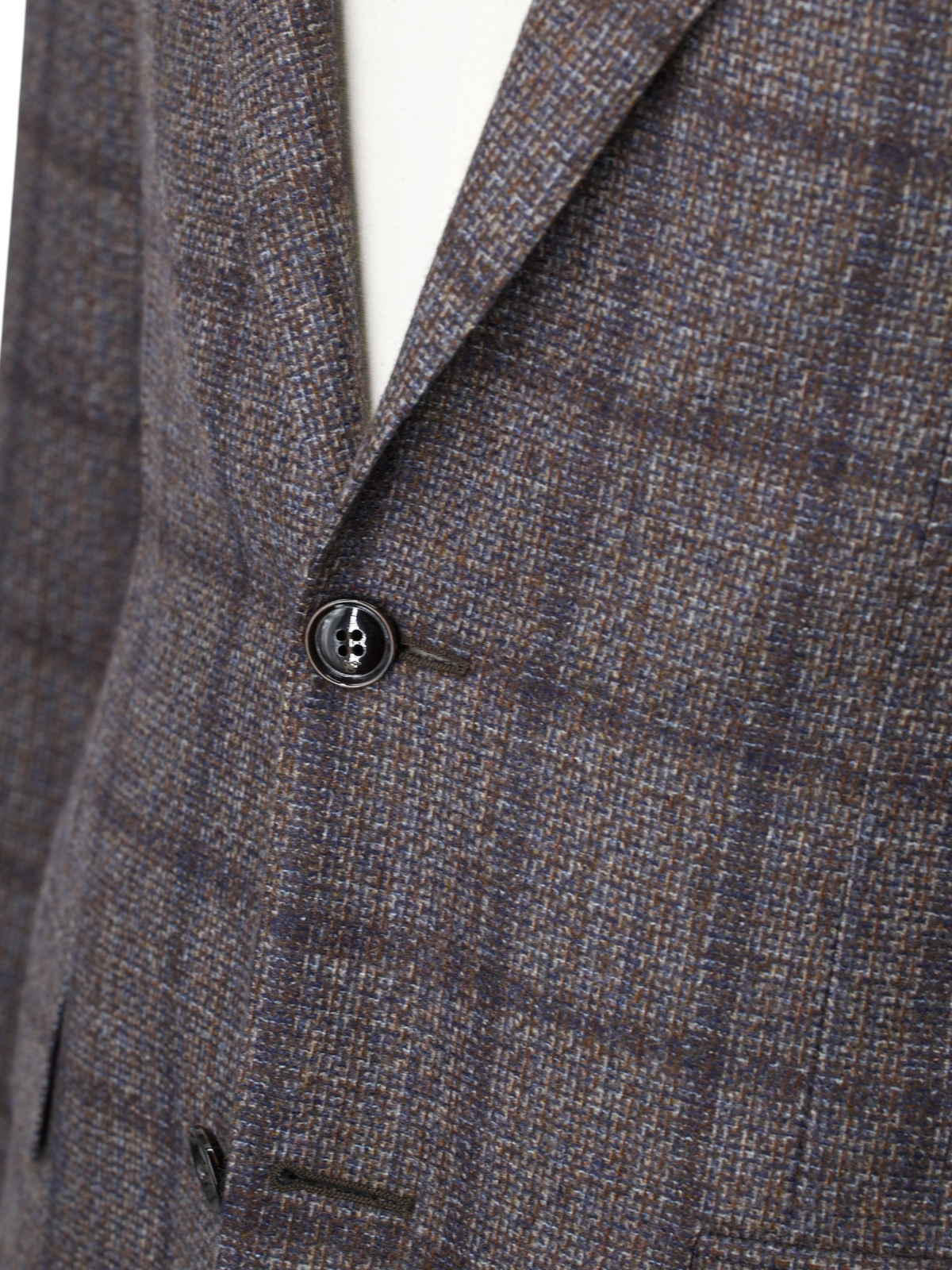 Canali Warm Taupe & Blue Wool Windowpane Jacket