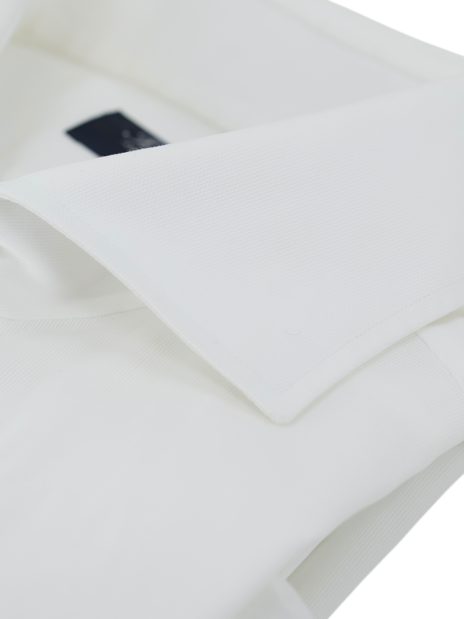 Finamore White Cotton Micro-Pattern French Cuff Dress Shirt