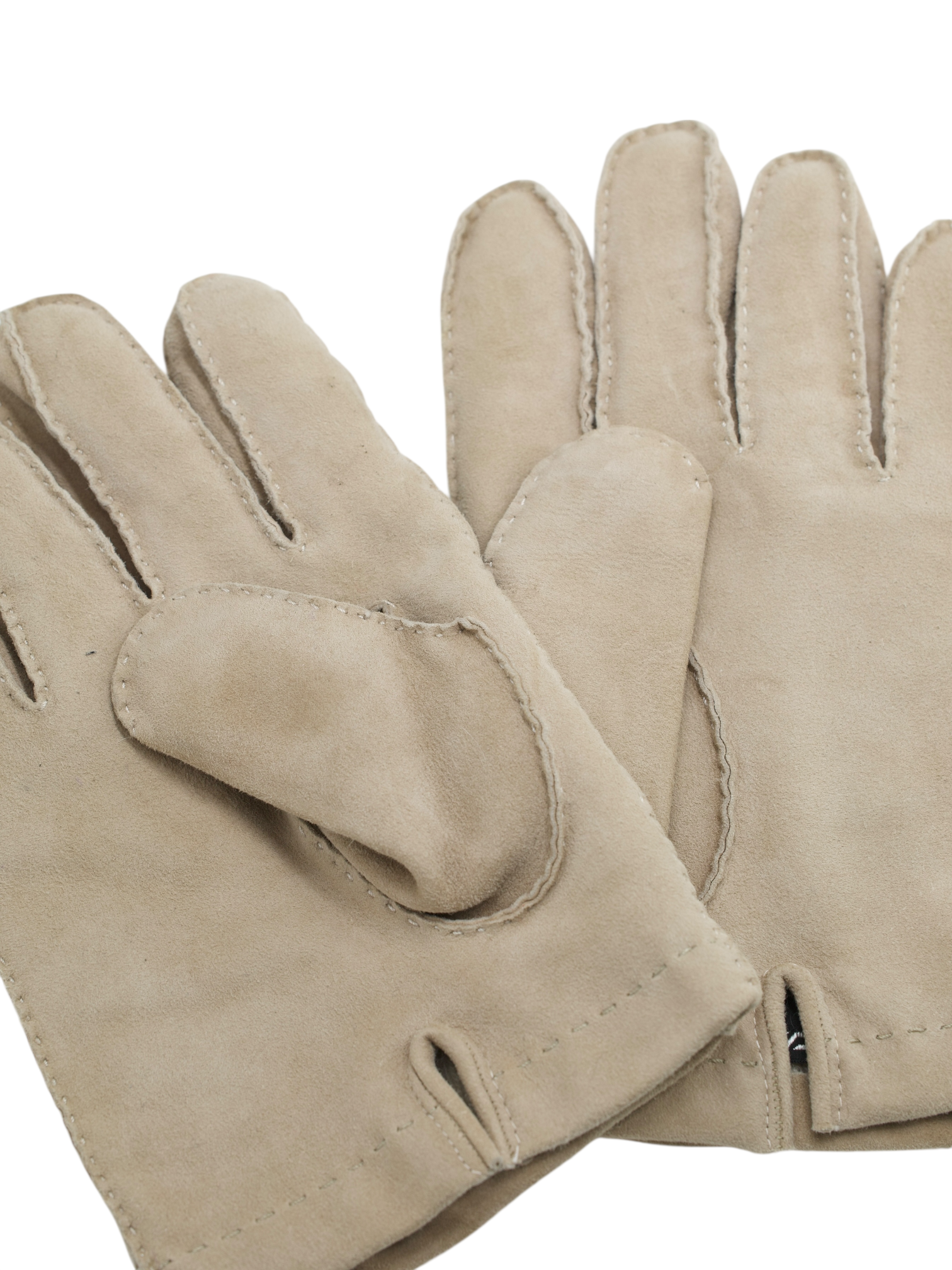 Cesare Attolini Beige Suède Cashmere-Lined Gloves