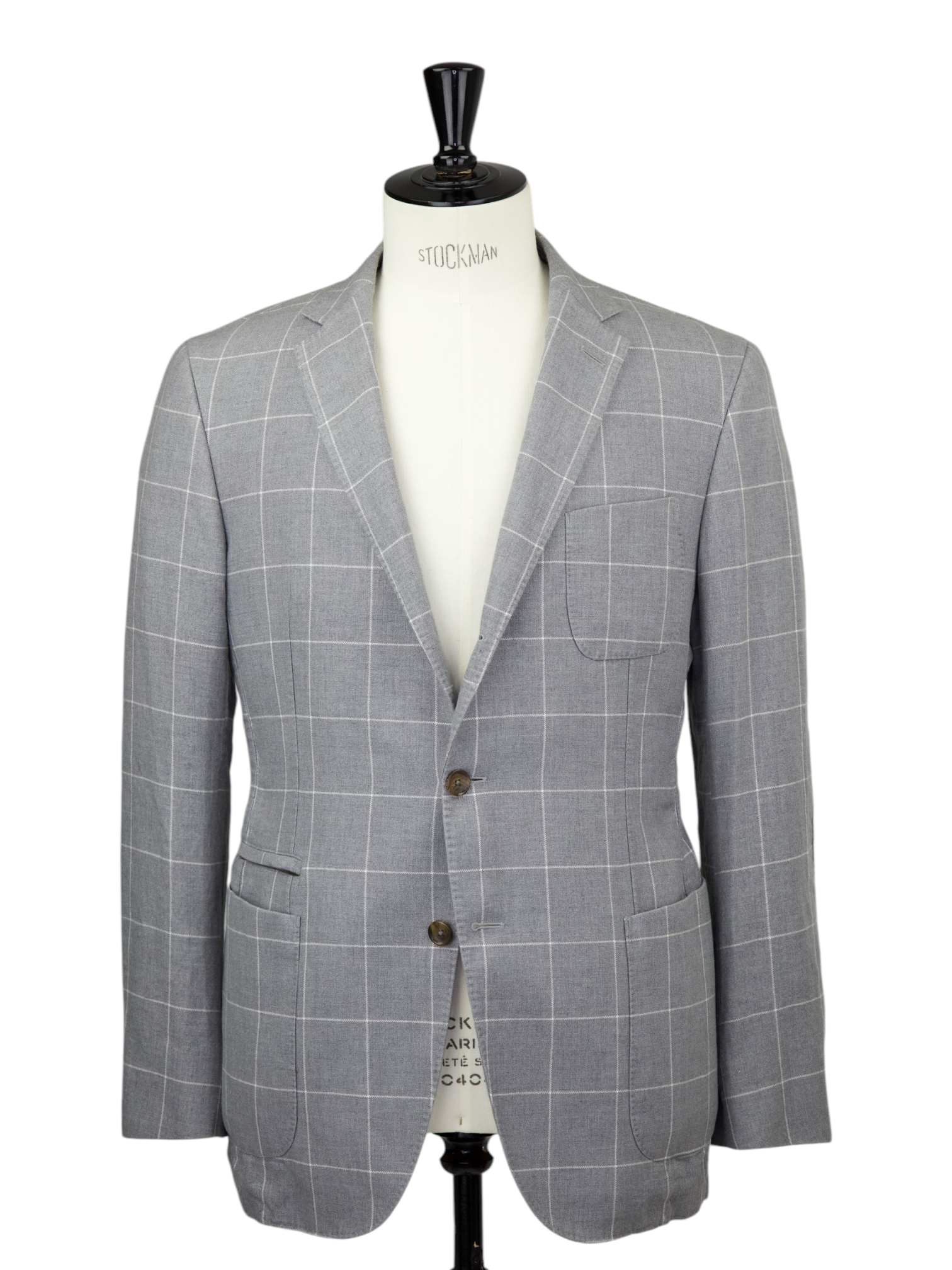Ermenegildo Zegna Light Grey Unconstructed Windowpane Jacket