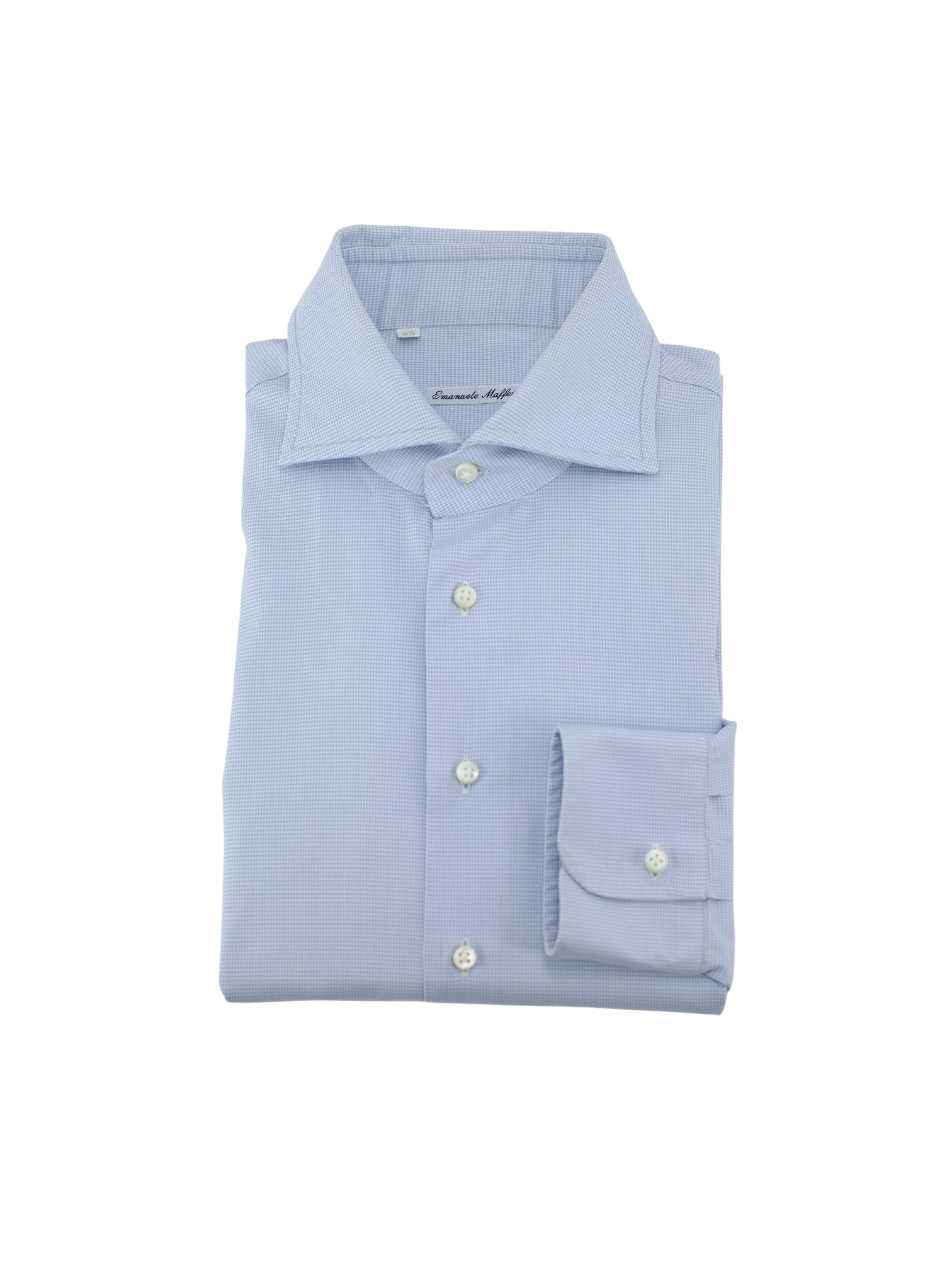 Emanuele Maffeis Light Blue Cotton Puppytooth Shirt