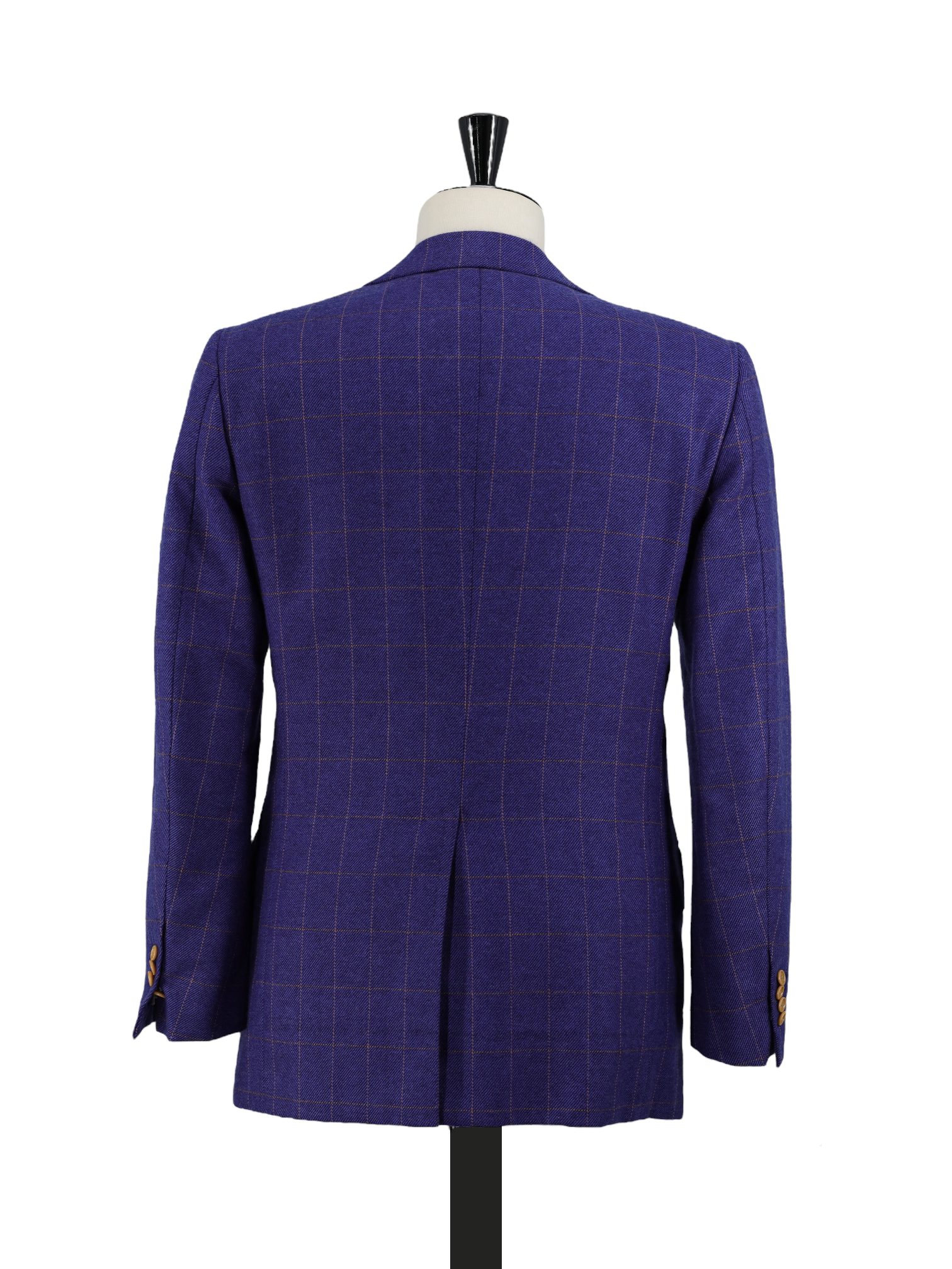 Cesare Attolini Cobalt Blue & Orange Wool Cashmere Windowpane Jacket