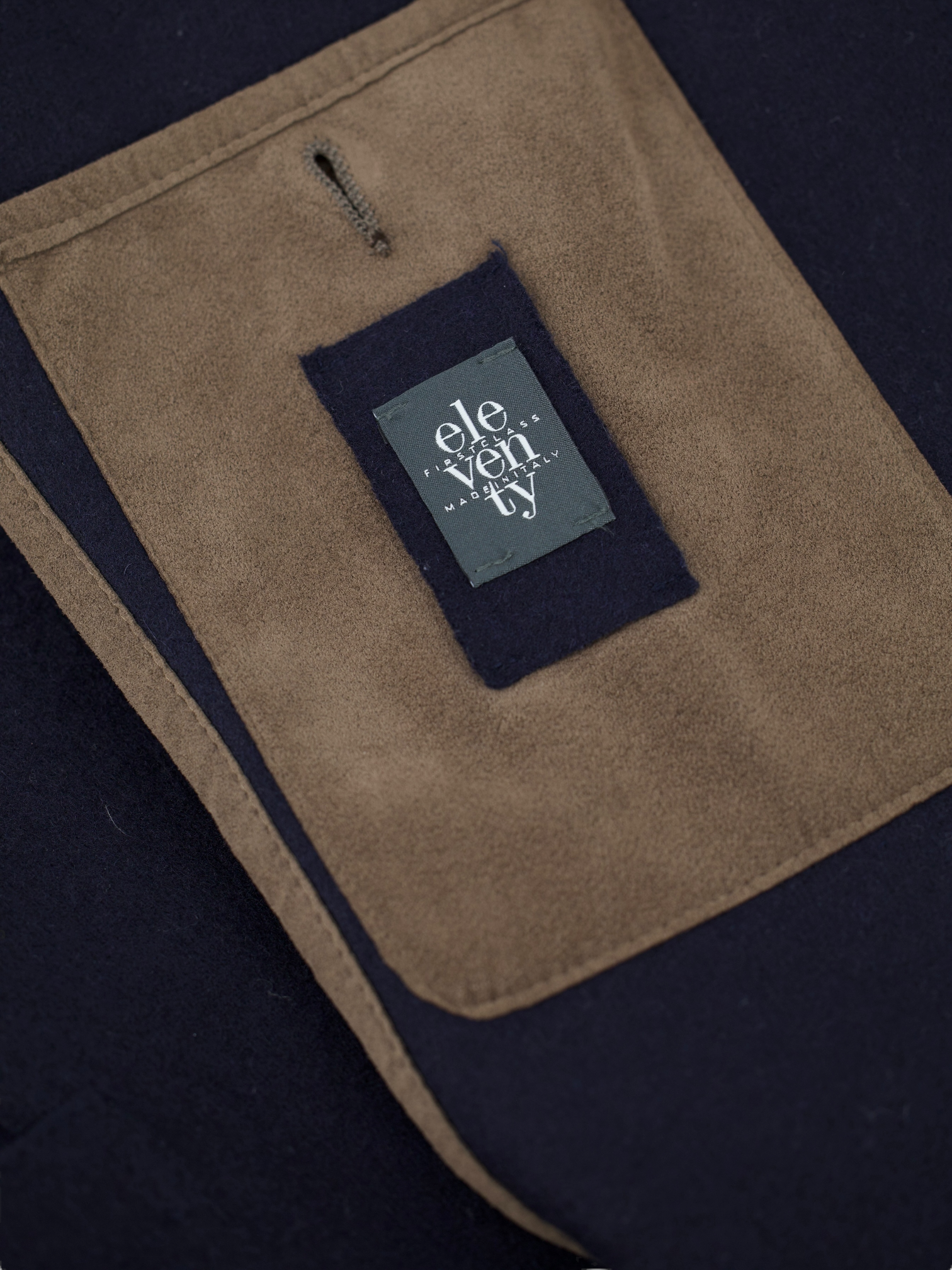 Eleventy Navy Wool & Stretch Flannel Unconstructed Blazer
