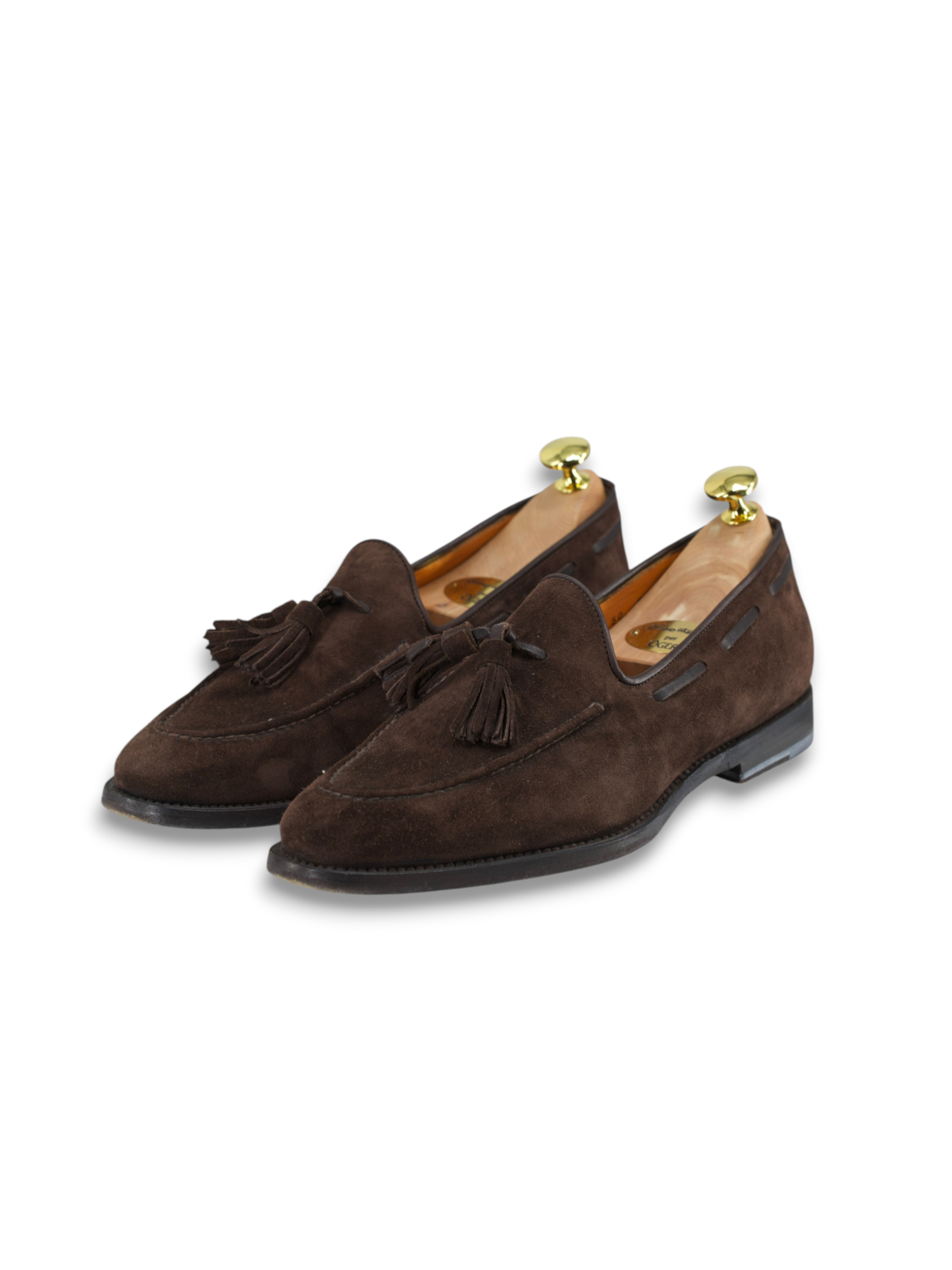 Santoni Dark Brown Suede Handgrade-Collection Tassel Loafer