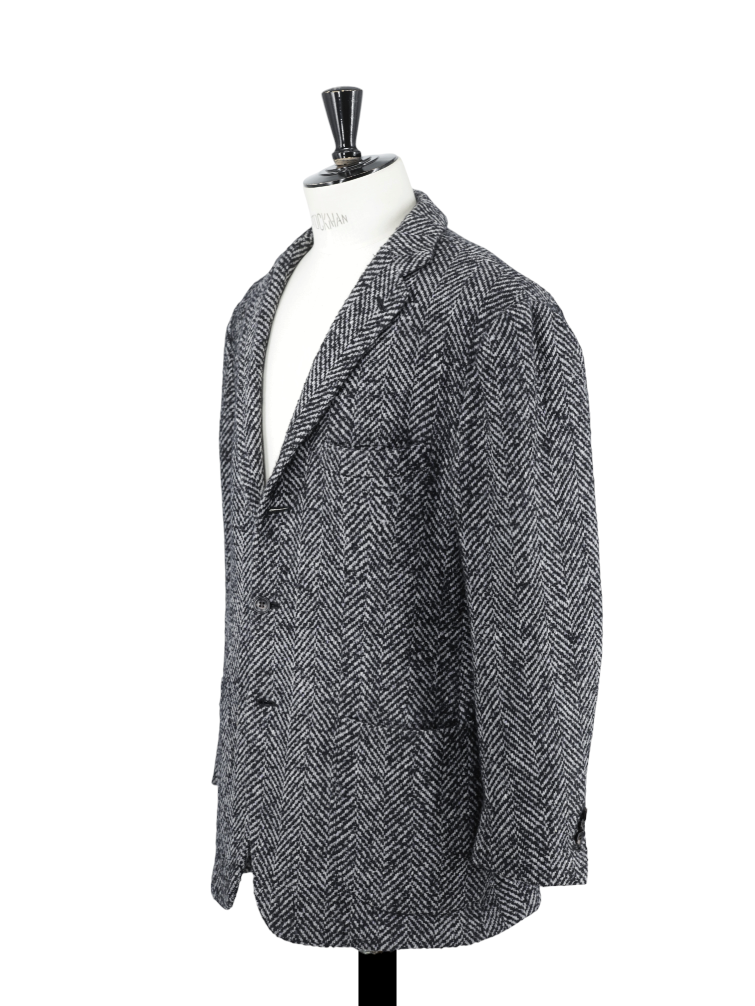 Kiton Black & White Wool, Cashmere & Silk Bouclé-Herringbone Jacket