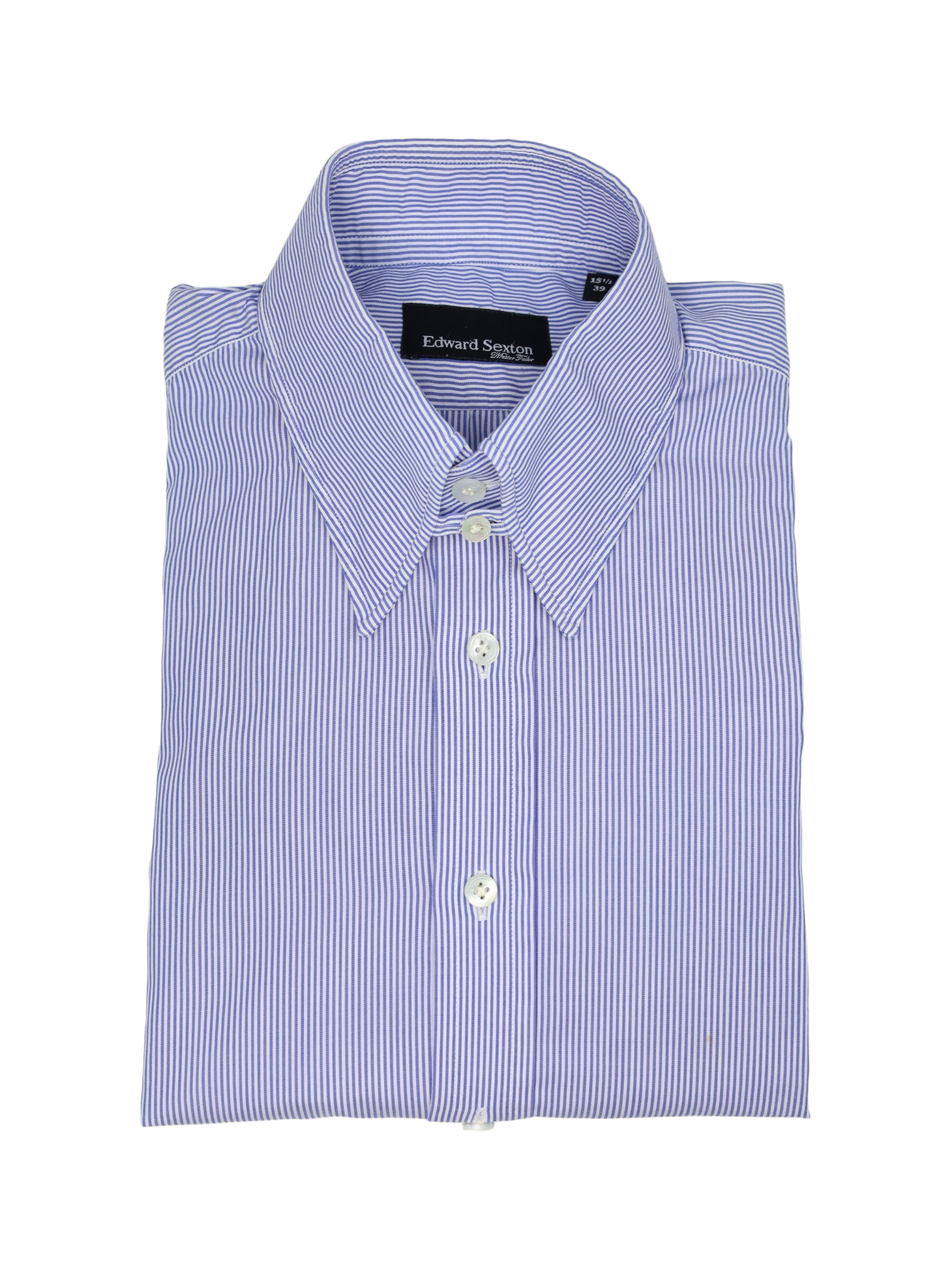 Edward Sexton Light Blue Pinstripe Tab Collar Shirt