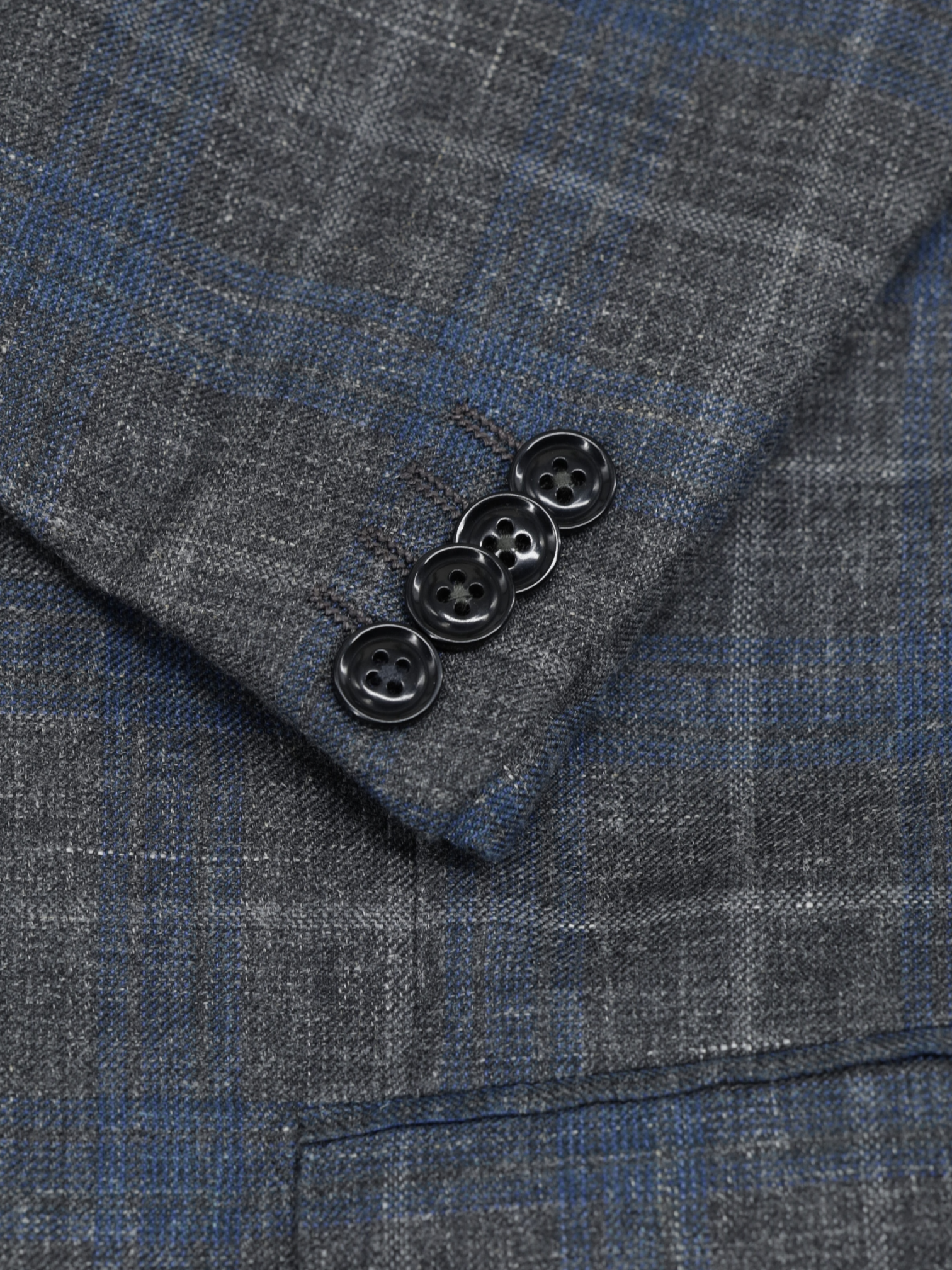 Ermenegildo Zegna Grey & Blue Cashmere, Silk & Hemp Checkered "Milano Easy" Jacket